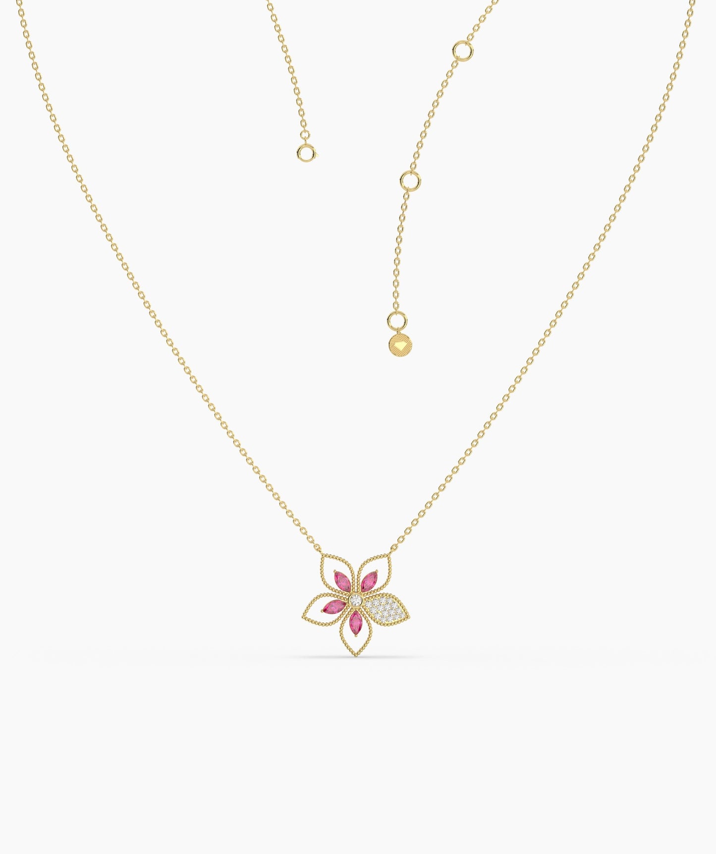 Ruby Bloom 14K Gold Necklace