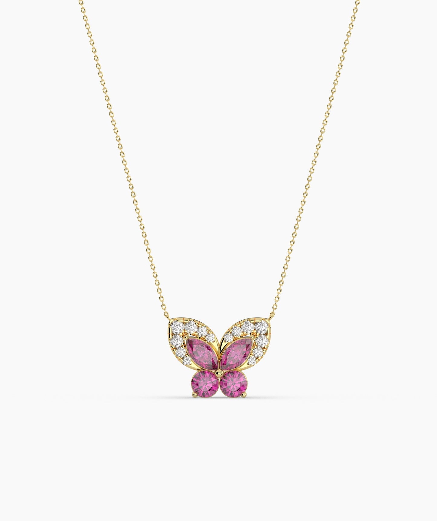 Ruby Butterfly Gold Necklace