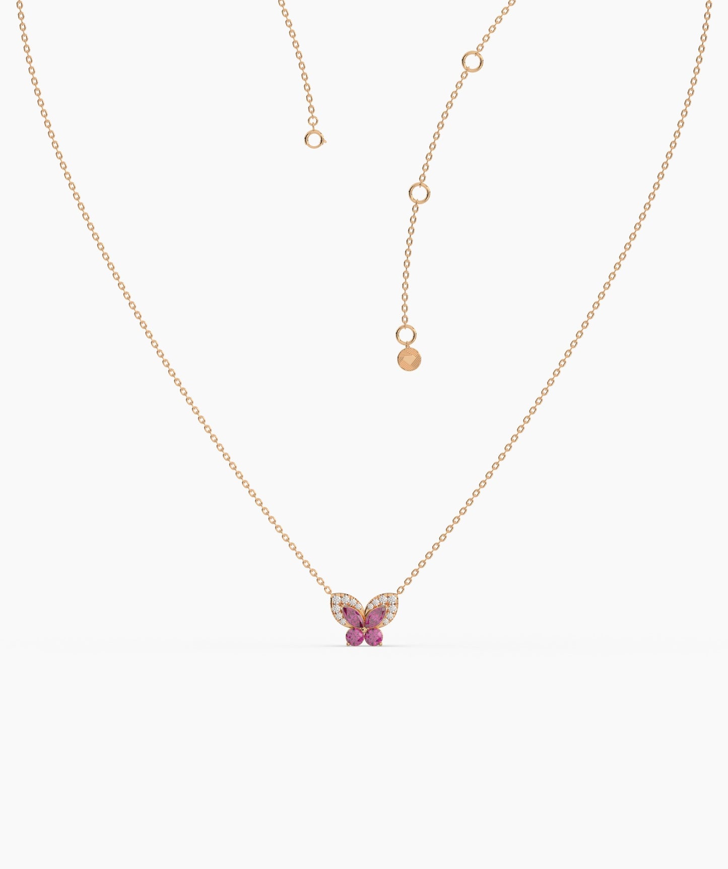 Ruby Butterfly Gold Necklace