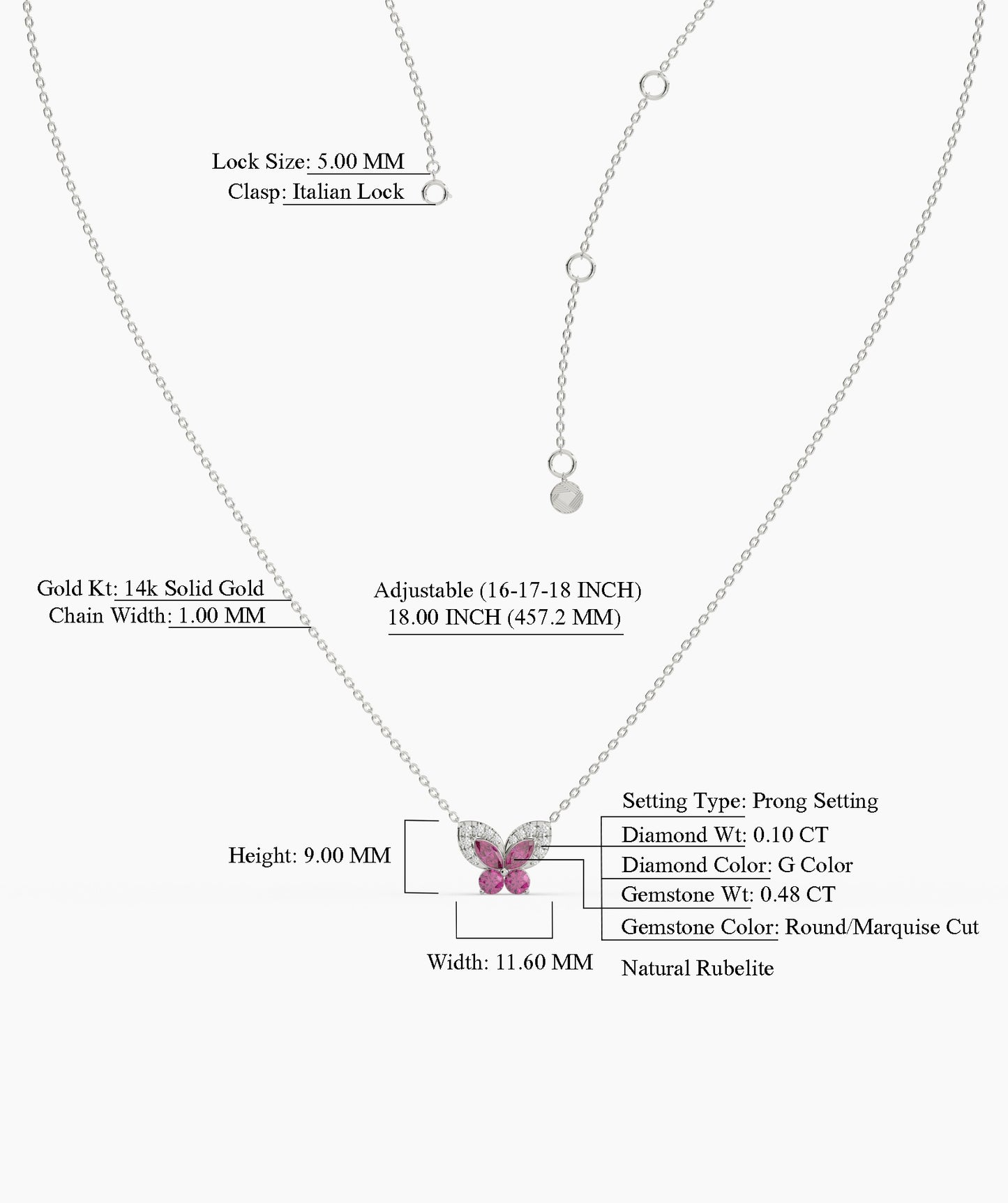 Ruby Butterfly Gold Necklace