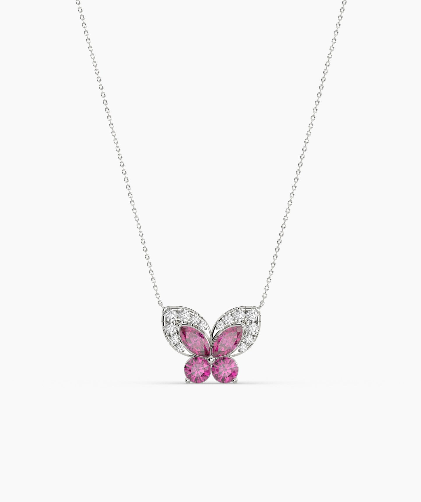 Ruby Butterfly Gold Necklace