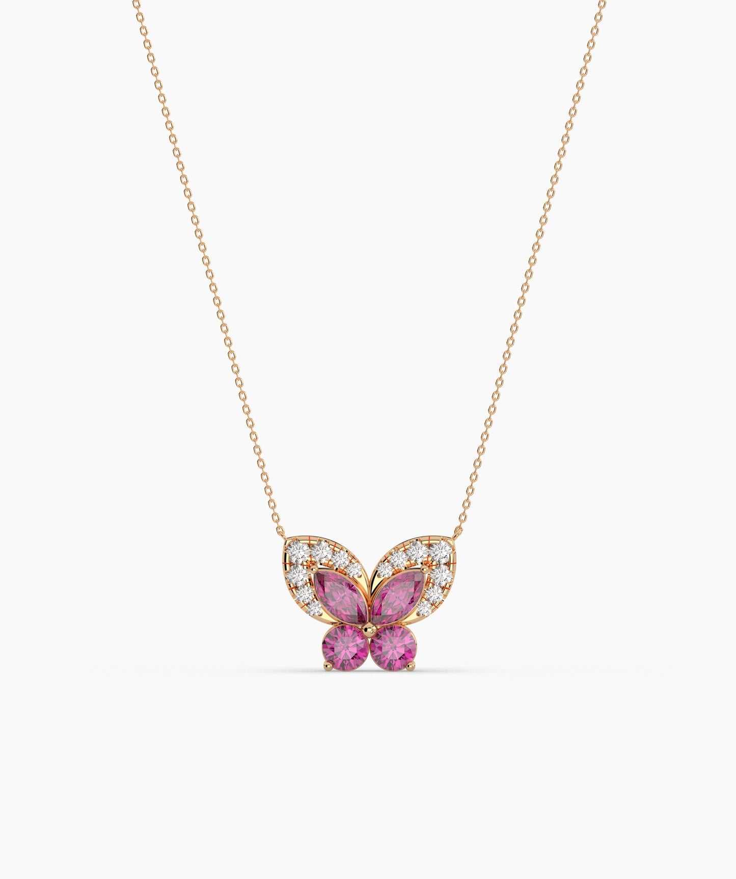 Ruby Butterfly Gold Necklace
