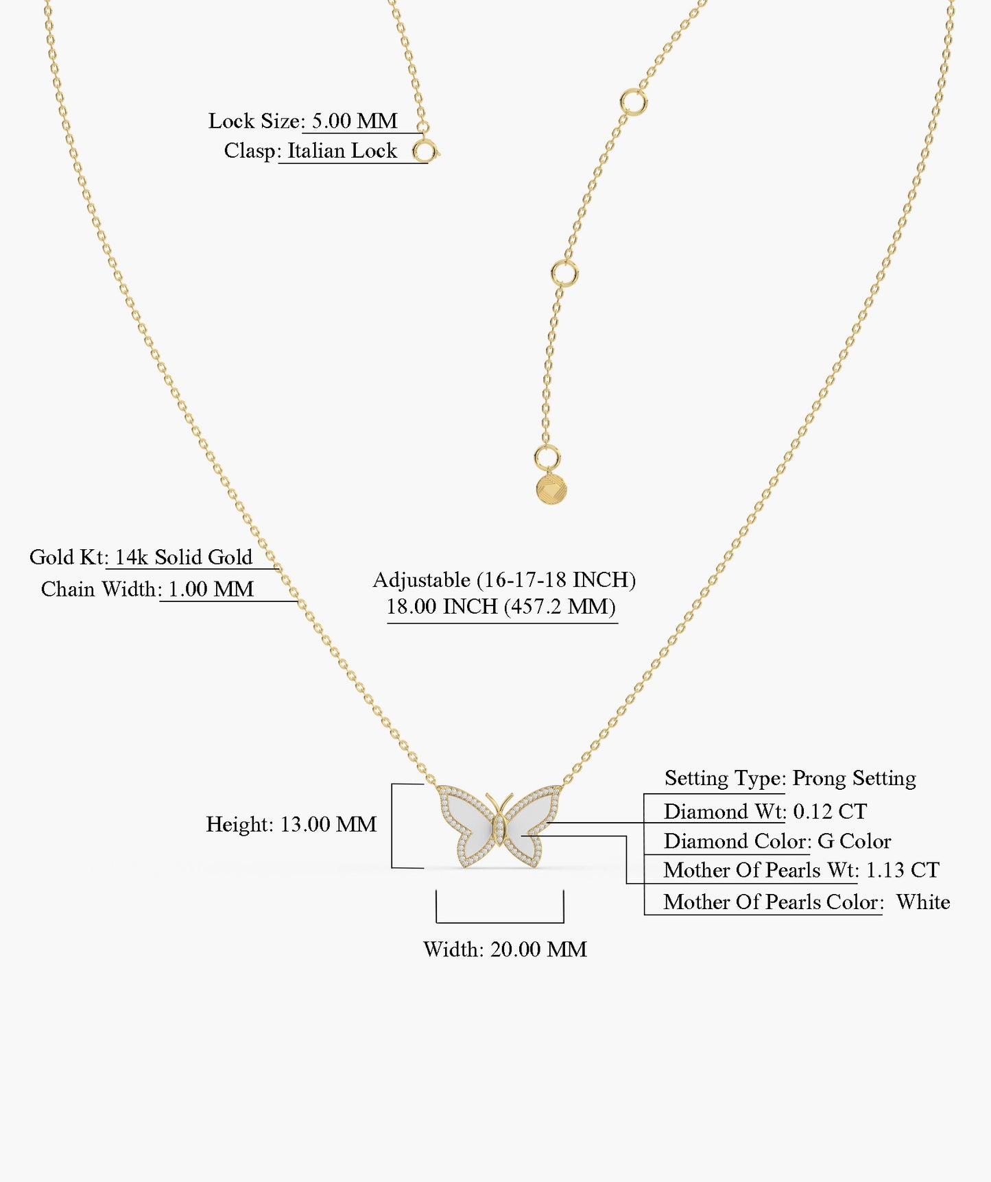 Fancy Butterfly Gold Necklace