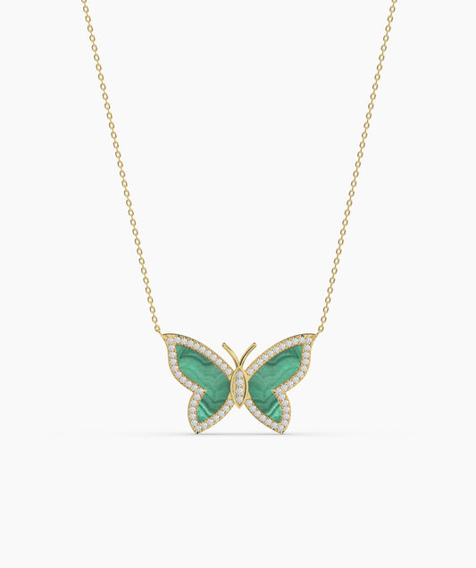 Malachite Butterfly Gold Necklace