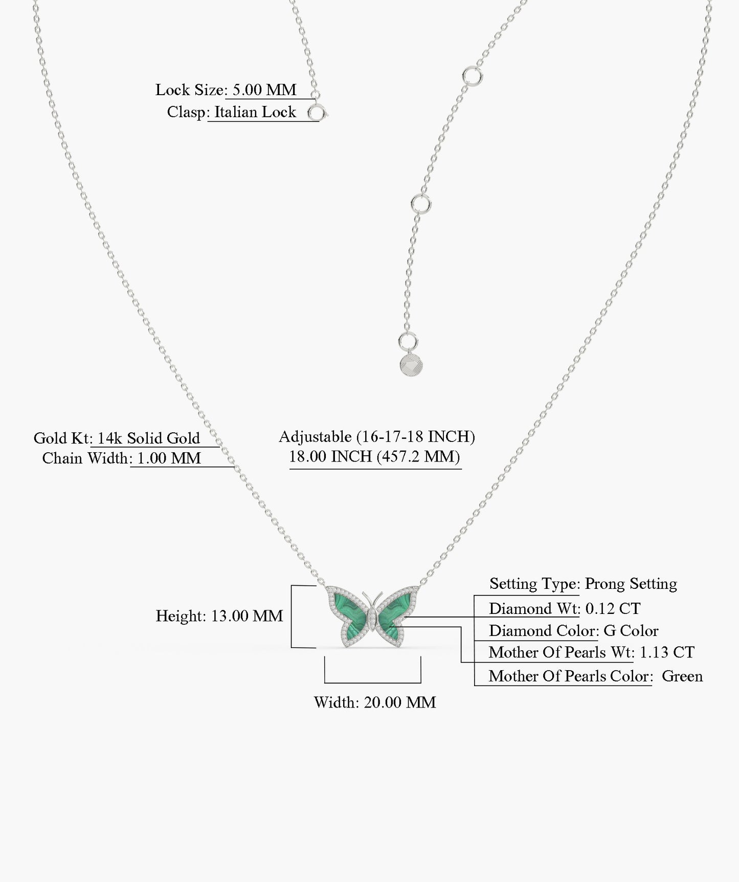 Malachite Butterfly Gold Necklace