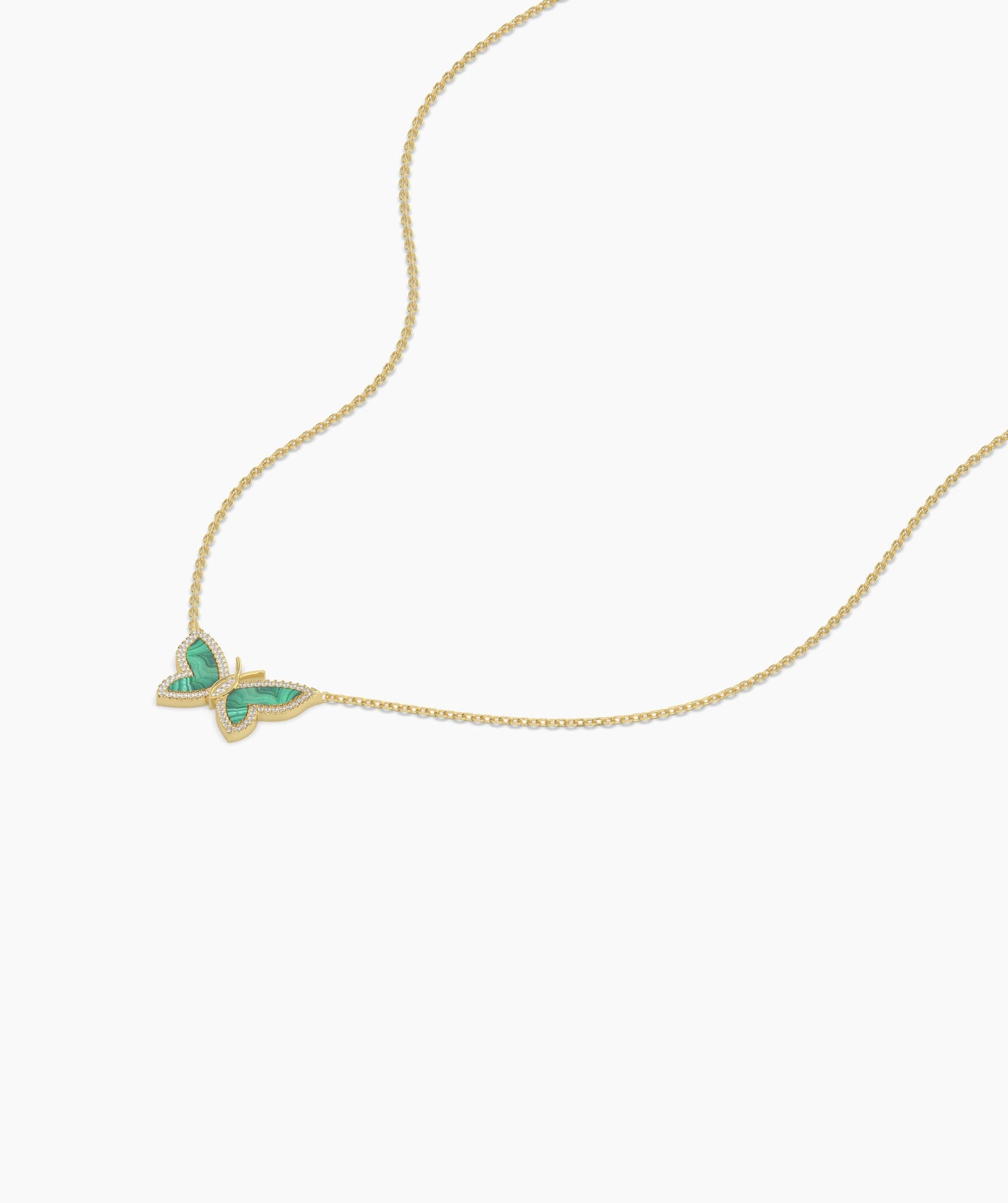 Malachite Butterfly Gold Necklace
