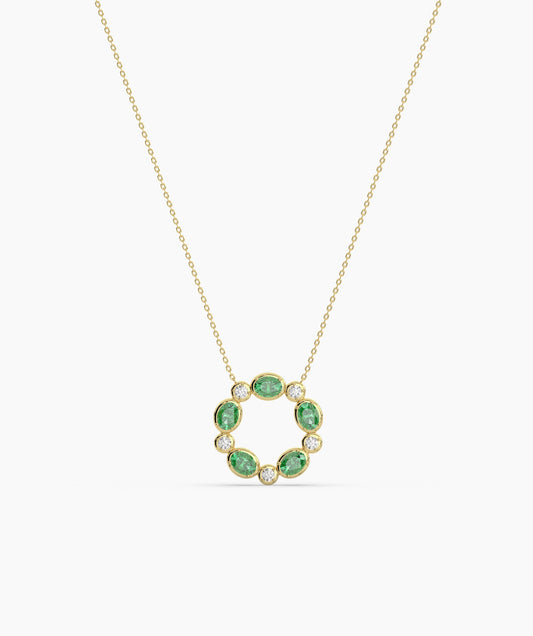 Circle Design 14K Gold Necklace