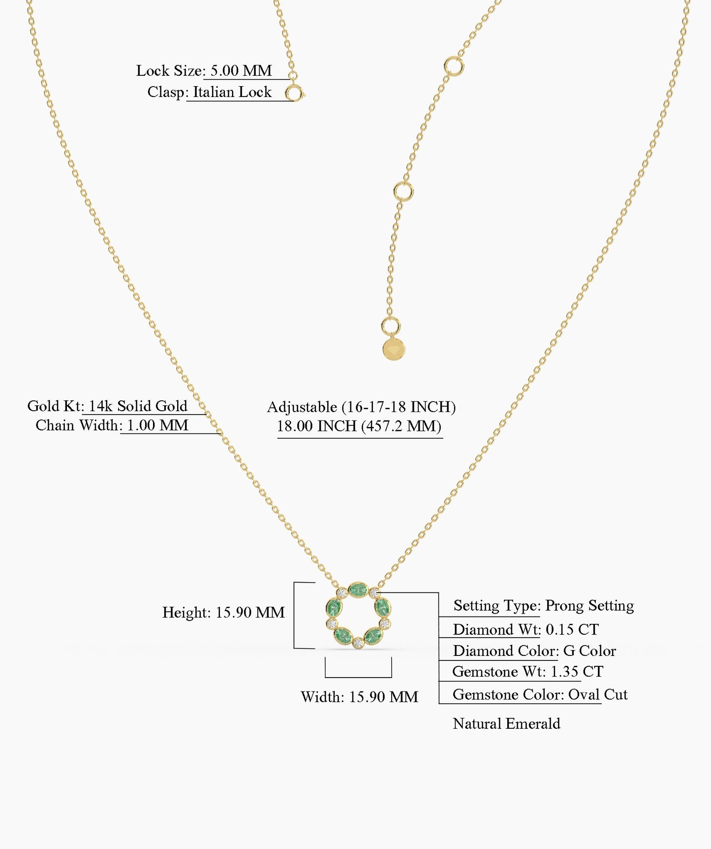 Circle Design 14K Gold Necklace