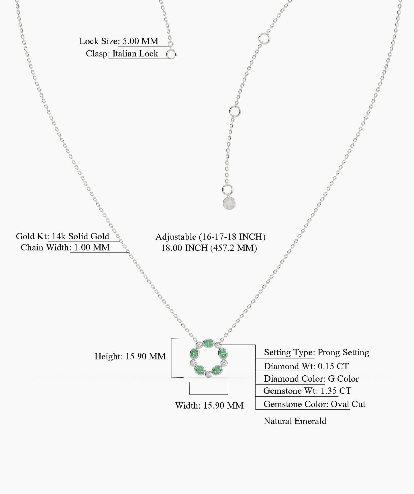 Circle Design 14K Gold Necklace