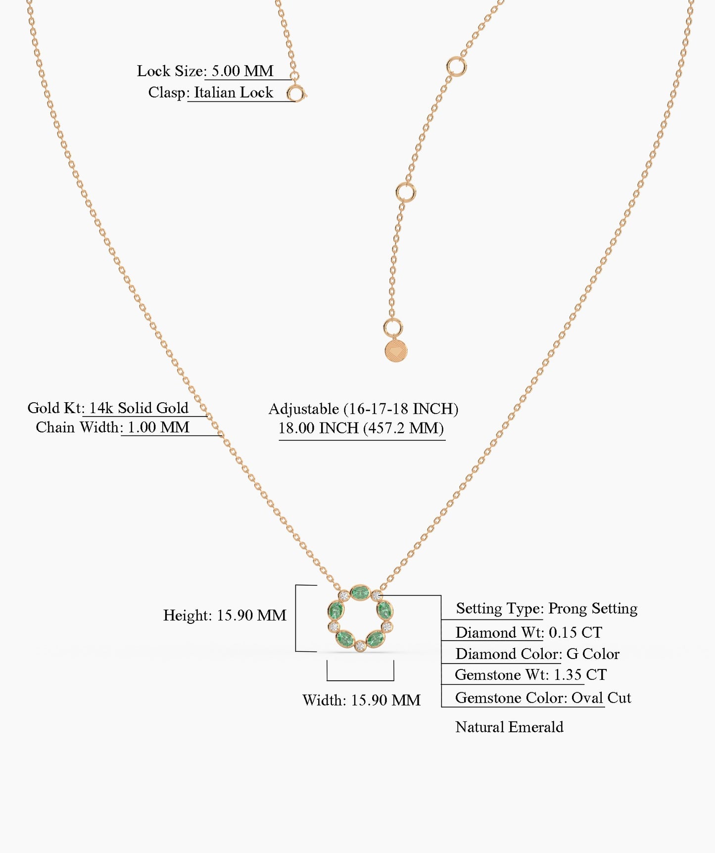 Circle Design 14K Gold Necklace