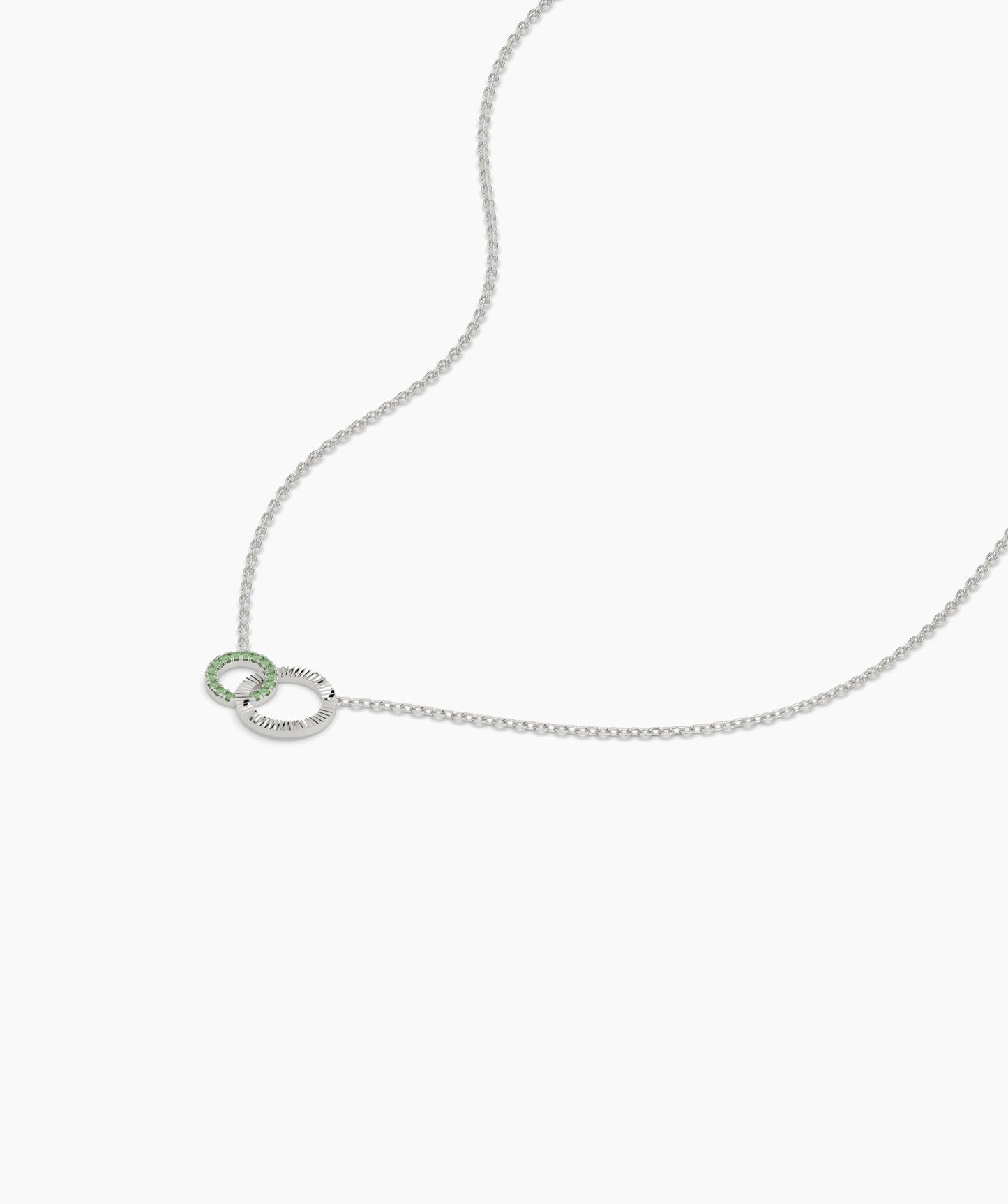 Dual Circle Emerald Gold Necklace