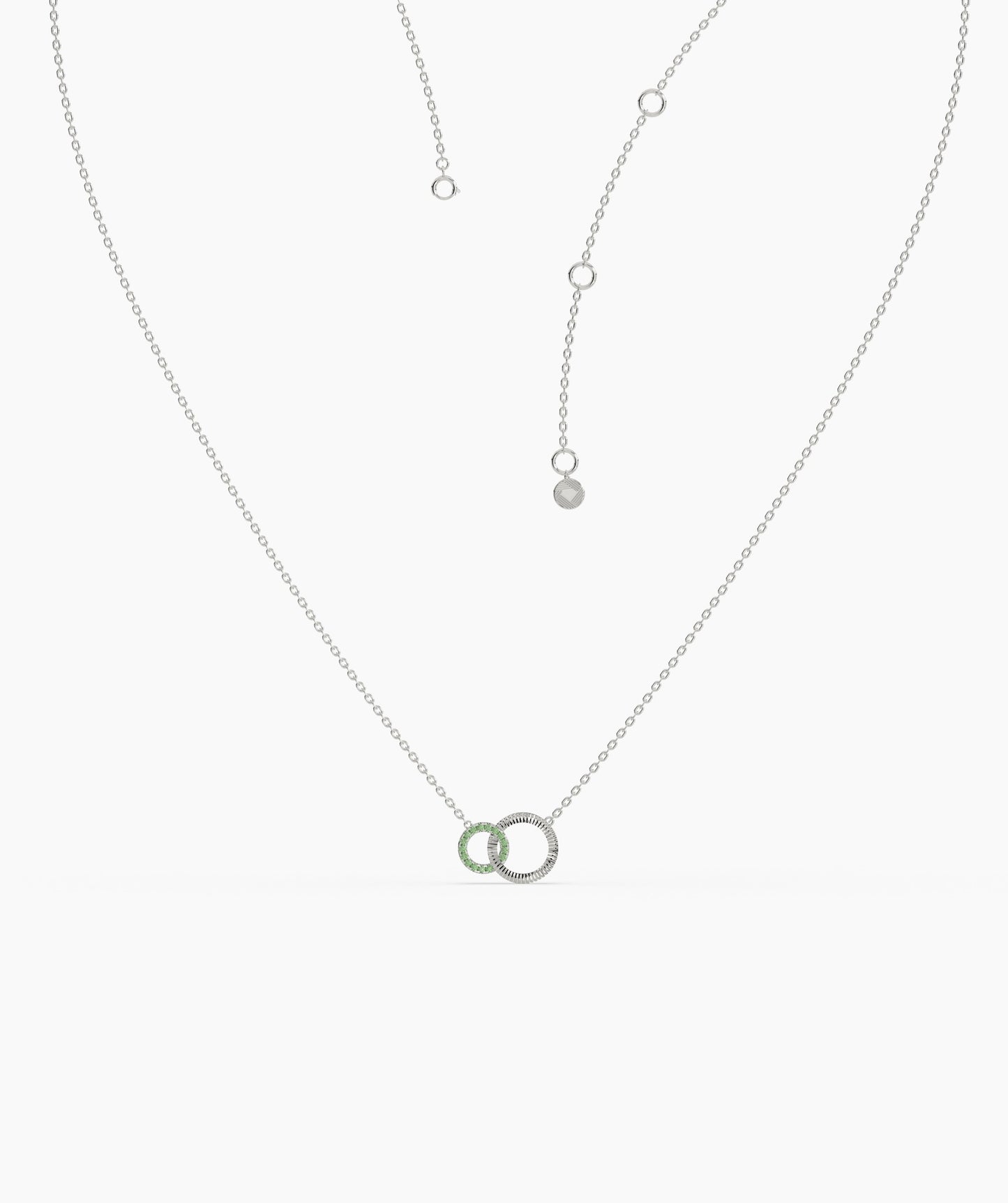 Dual Circle Emerald Gold Necklace