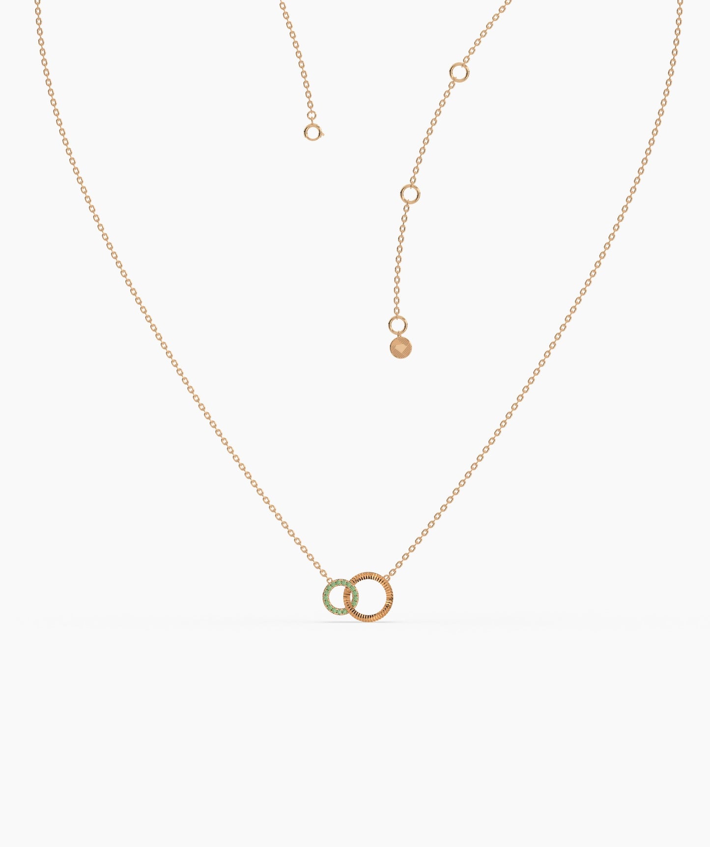 Dual Circle Emerald Gold Necklace