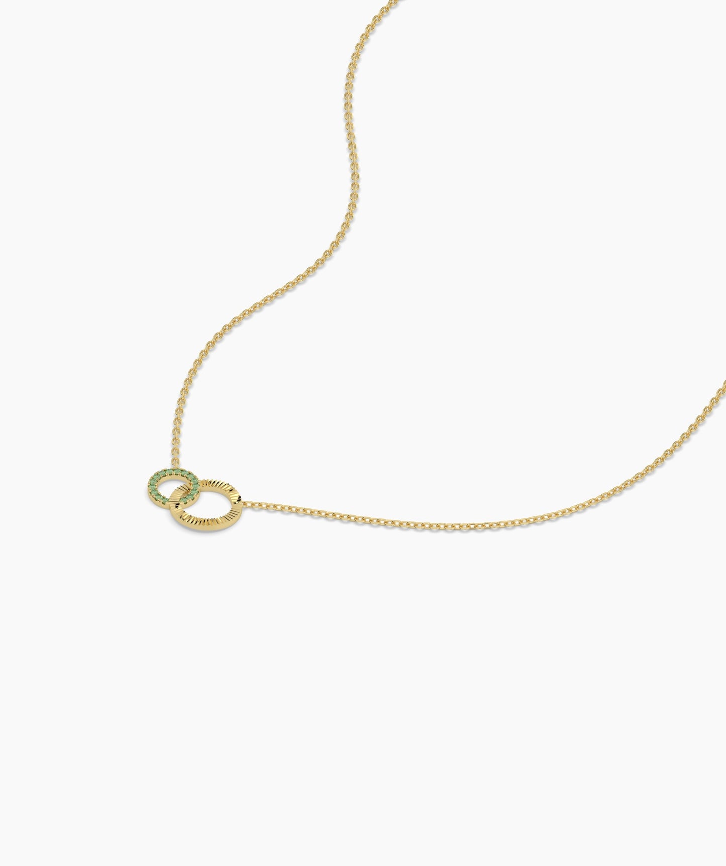 Dual Circle Emerald Gold Necklace