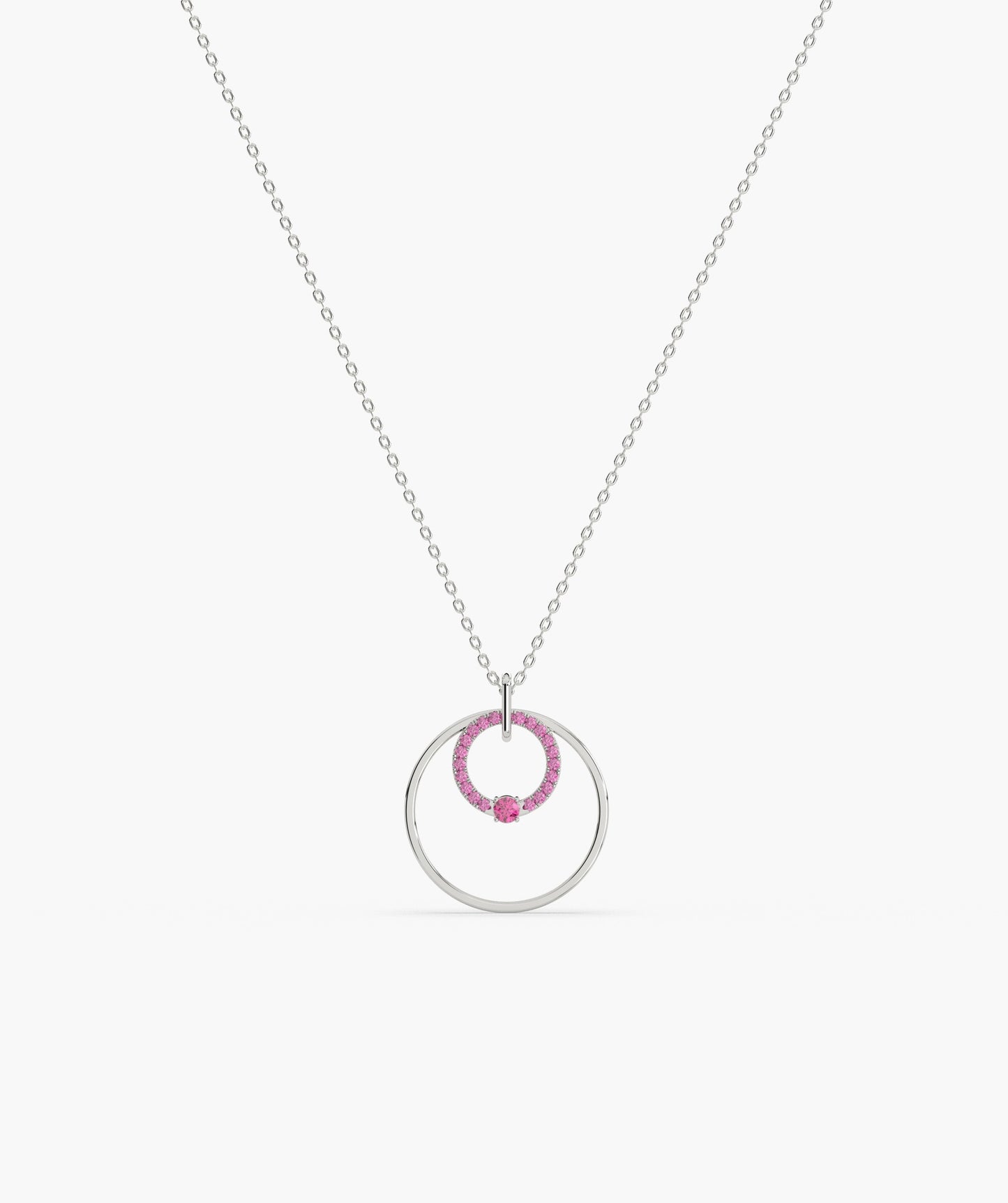 Pink Halo Circle Gold Necklace