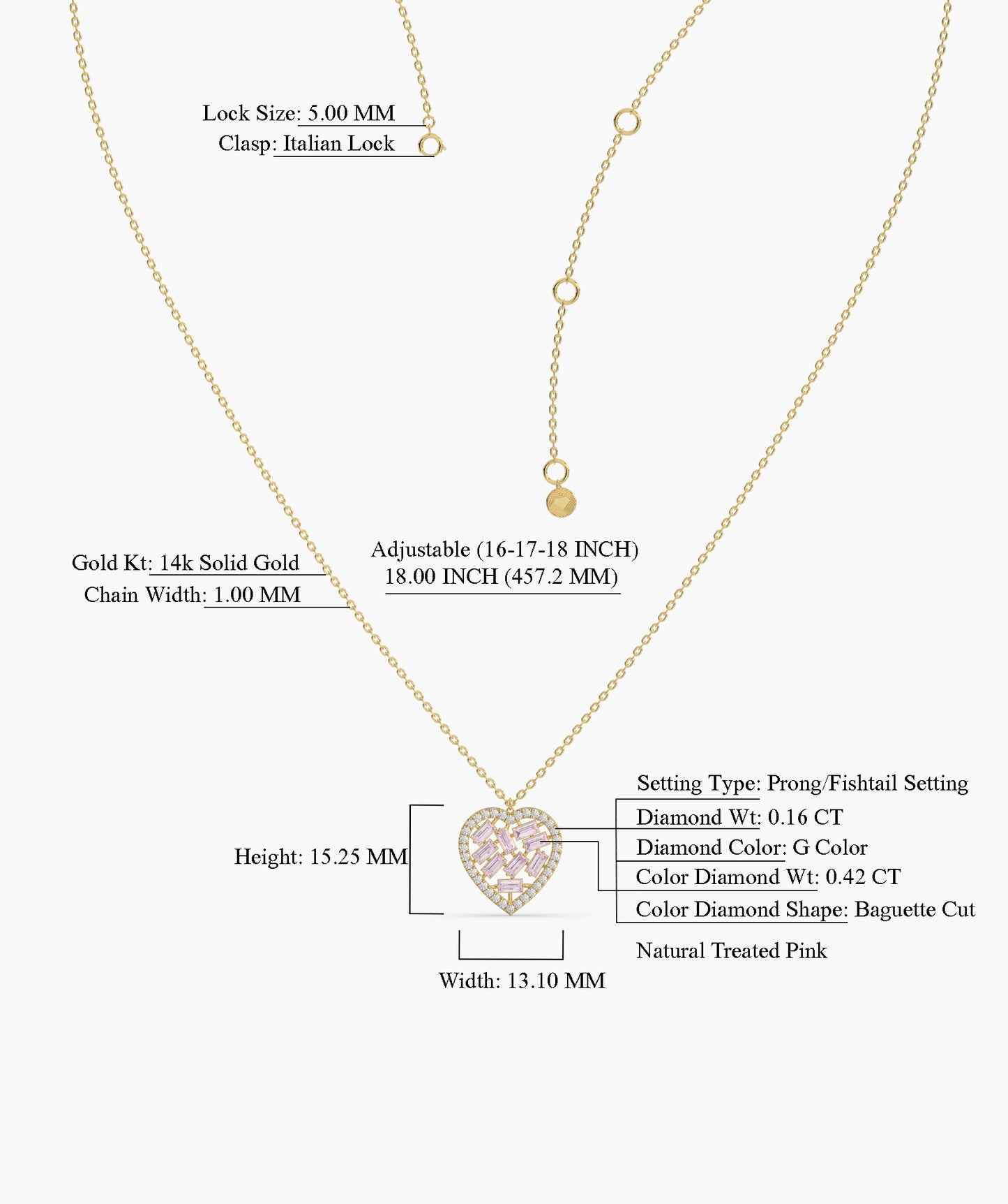 Pink Diamond Heart Pendant