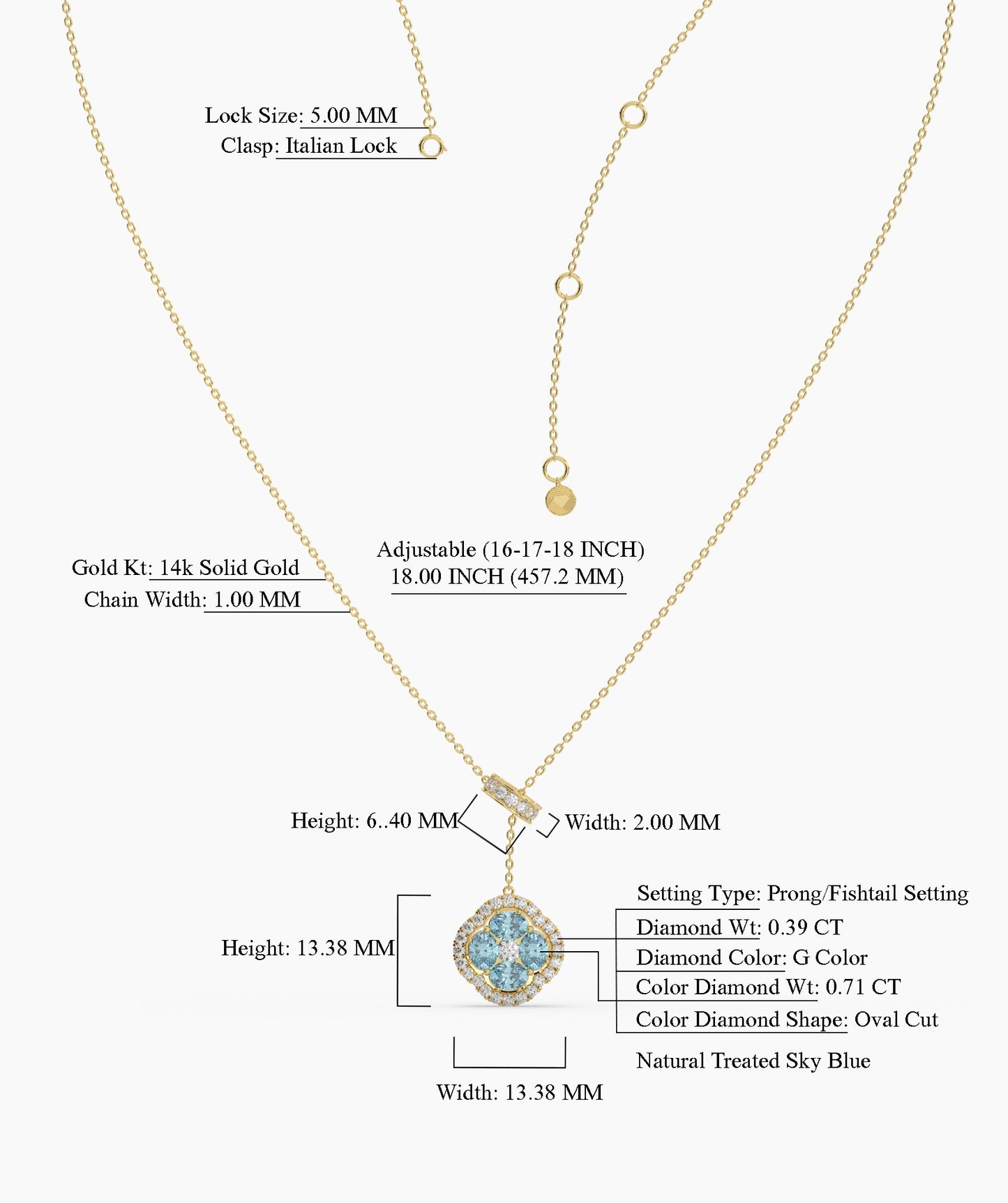 Elegant Blue Stone & Diamond Bow Necklace