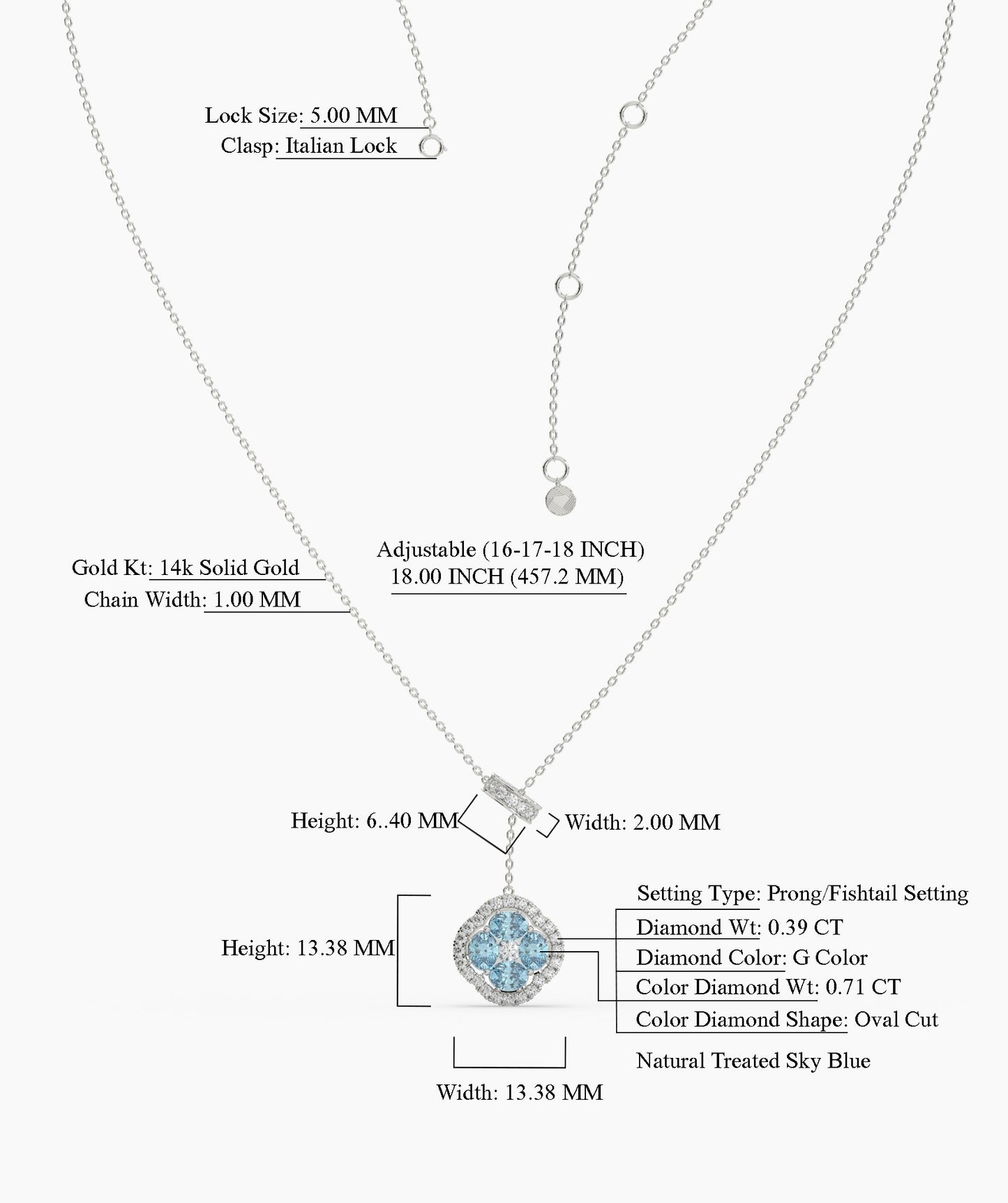 Elegant Blue Stone & Diamond Bow Necklace