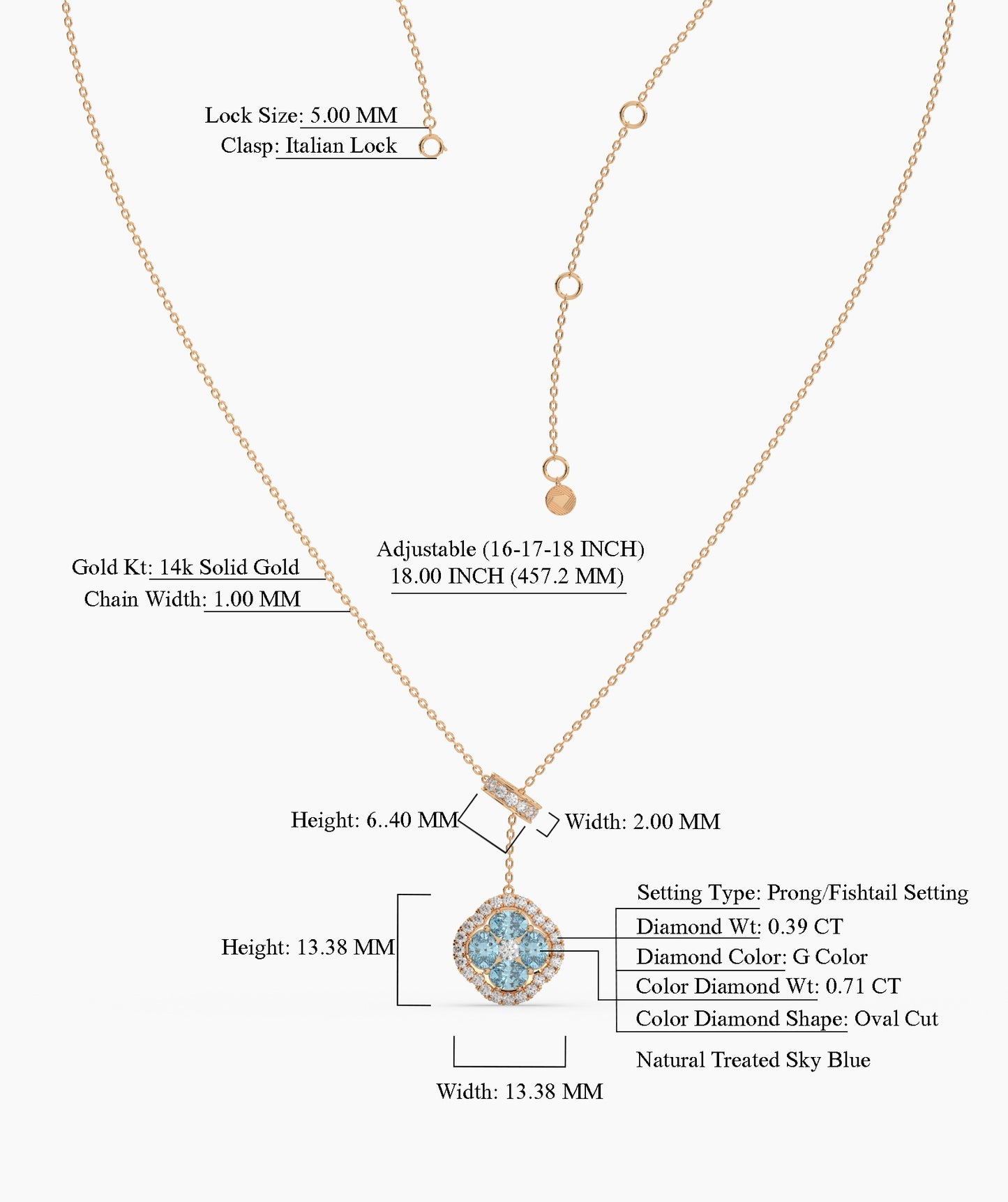 Elegant Blue Stone & Diamond Bow Necklace