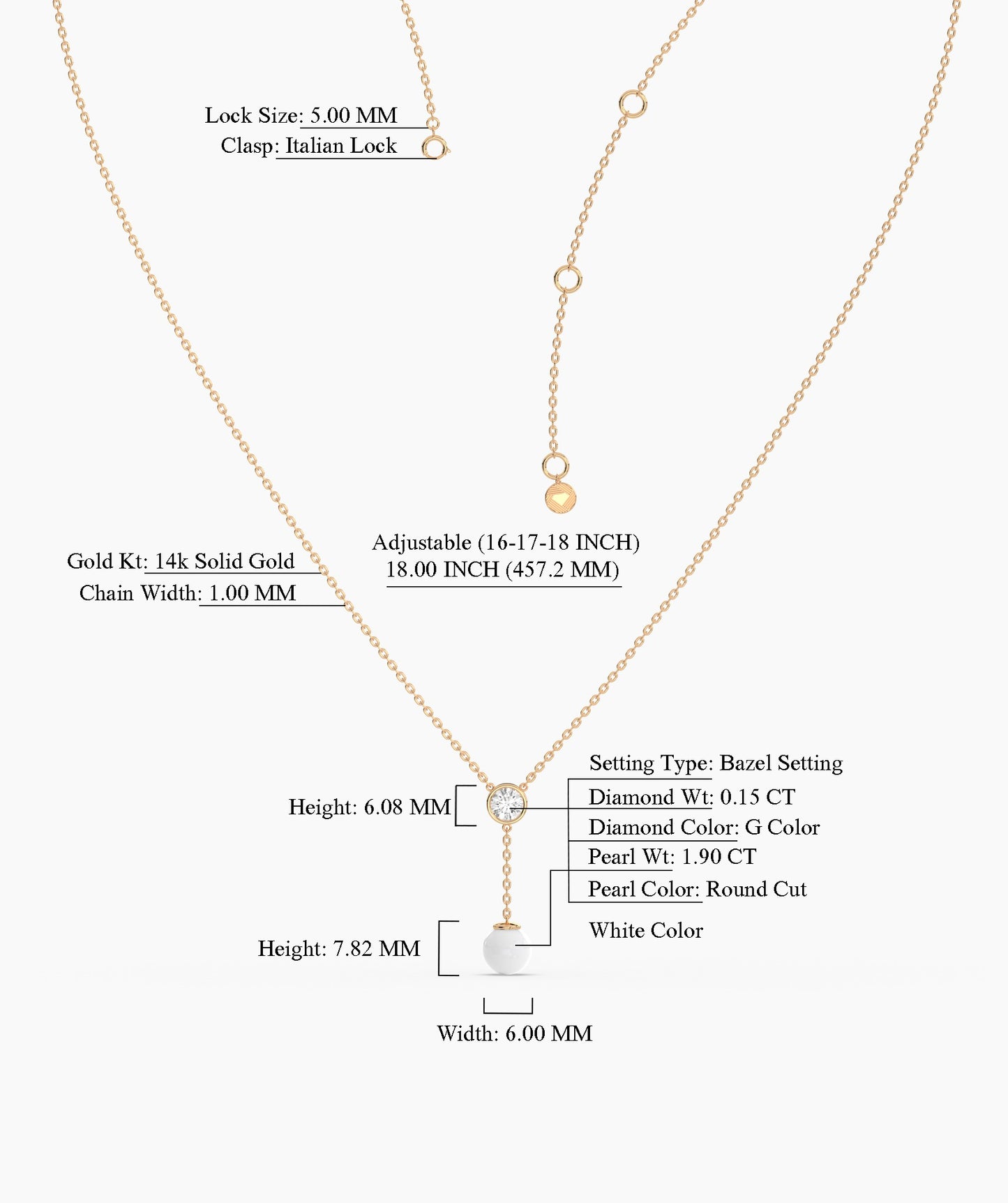 Diamond & Pearl Y Drop Necklace