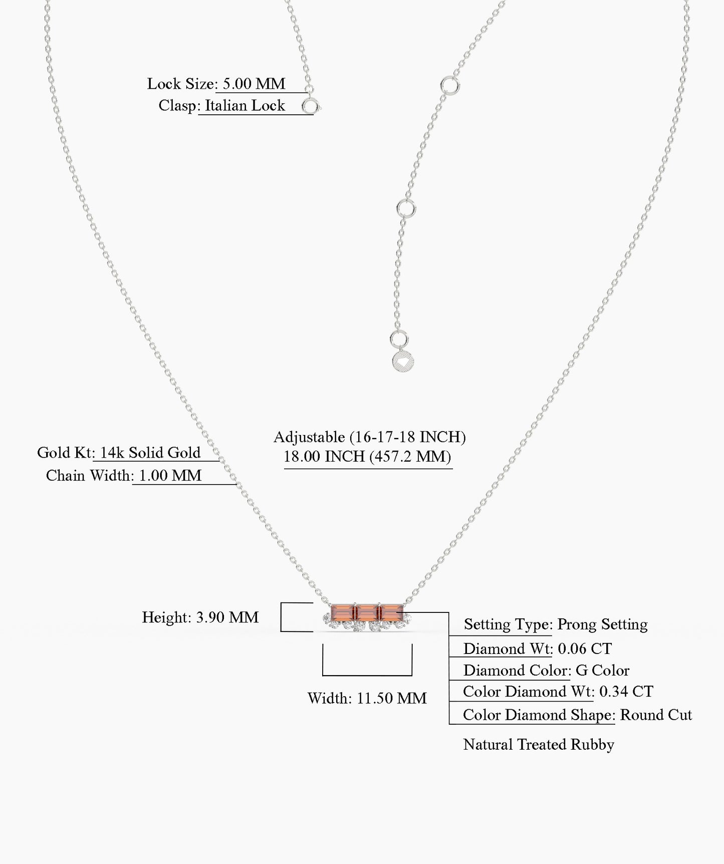 Garnet Bar Necklace with Diamonds