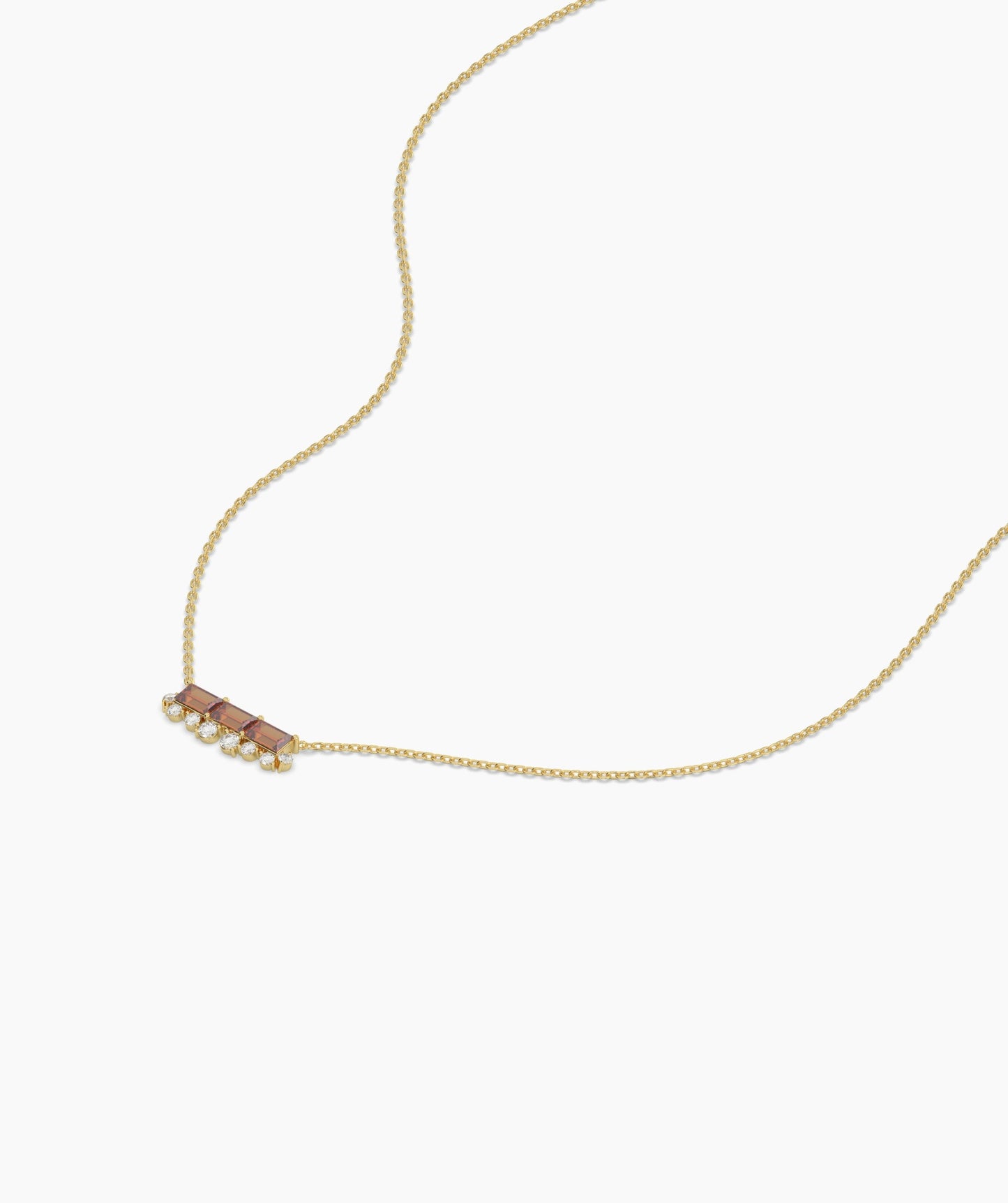 Garnet Bar Necklace with Diamonds