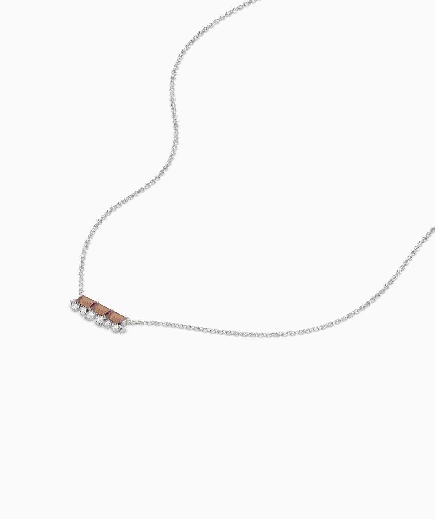 Garnet Bar Necklace with Diamonds