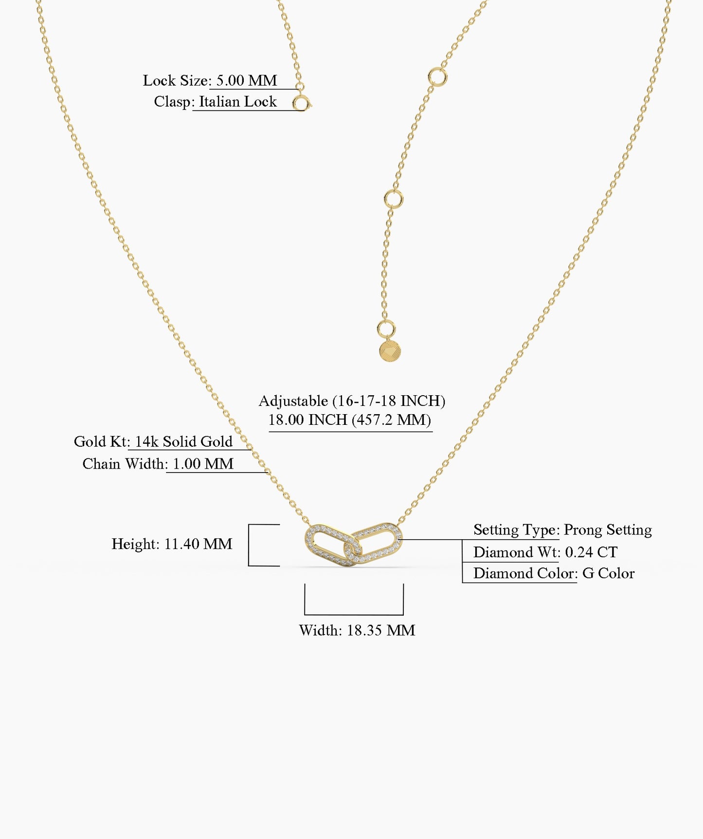 14K Gold Double Link Necklace