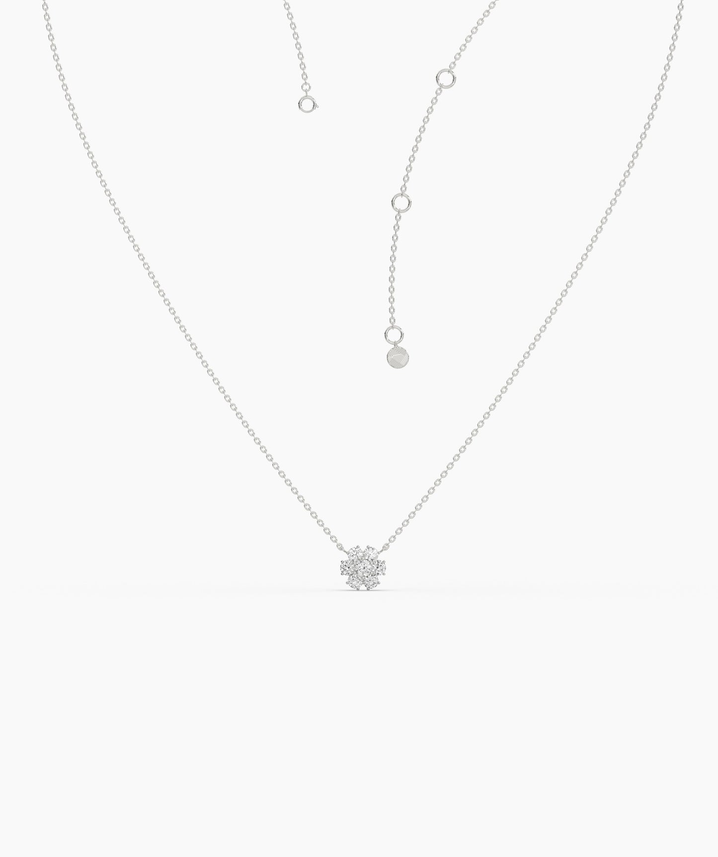Floral Diamond Cluster Necklace