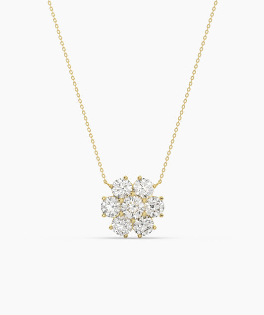 Floral Diamond Cluster Necklace