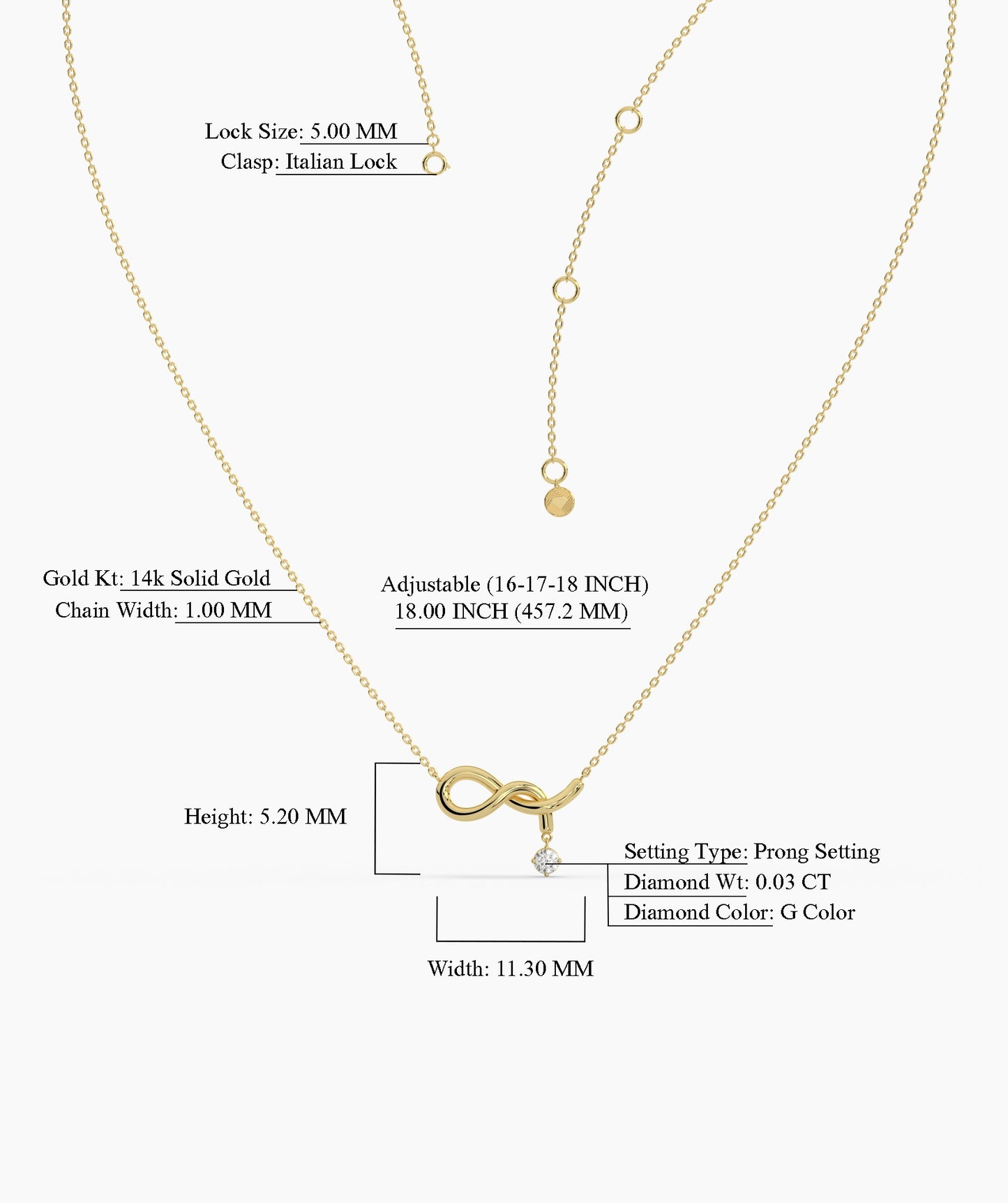 Infinity Symbol Diamond Drop Necklace