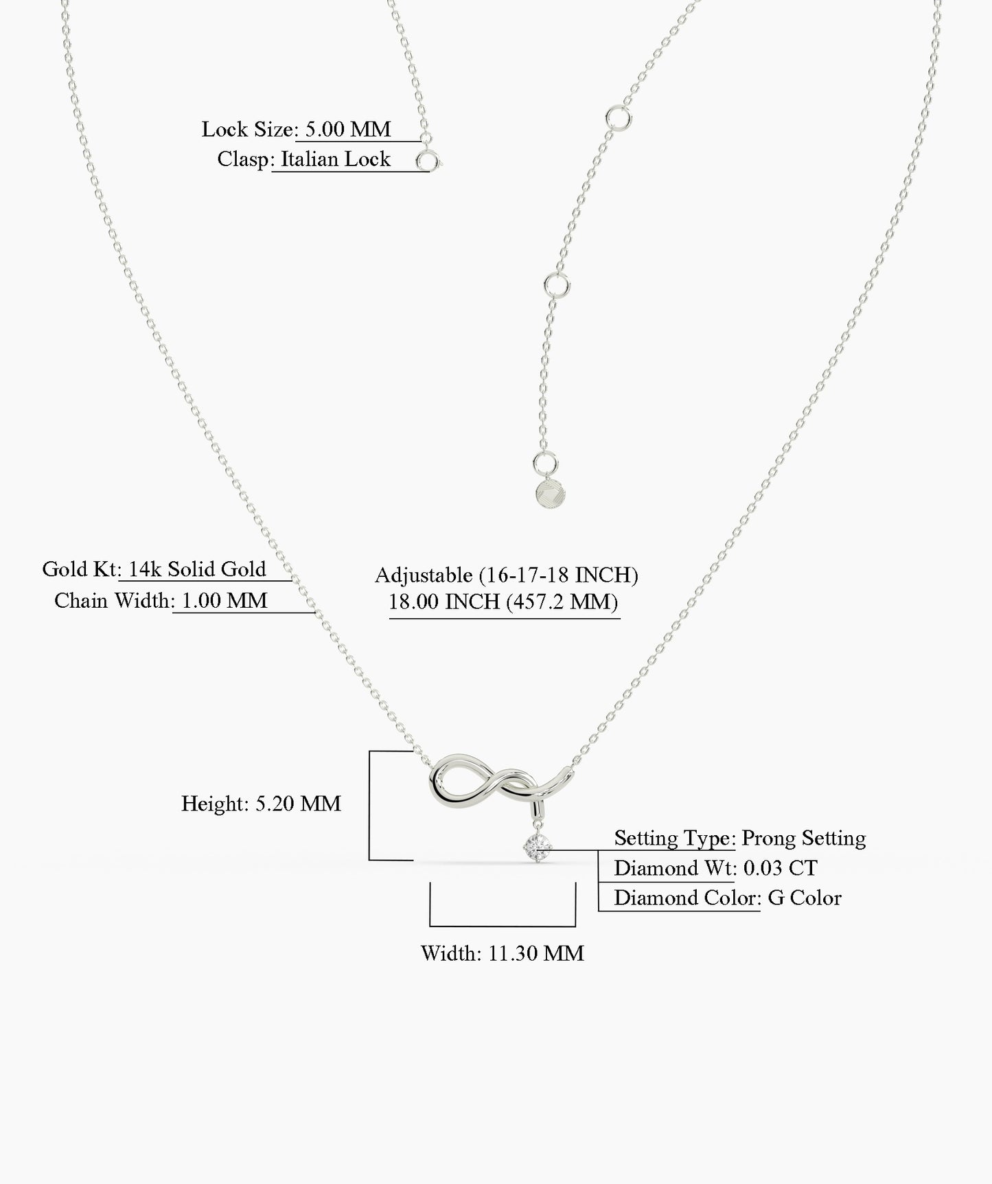Infinity Symbol Diamond Drop Necklace