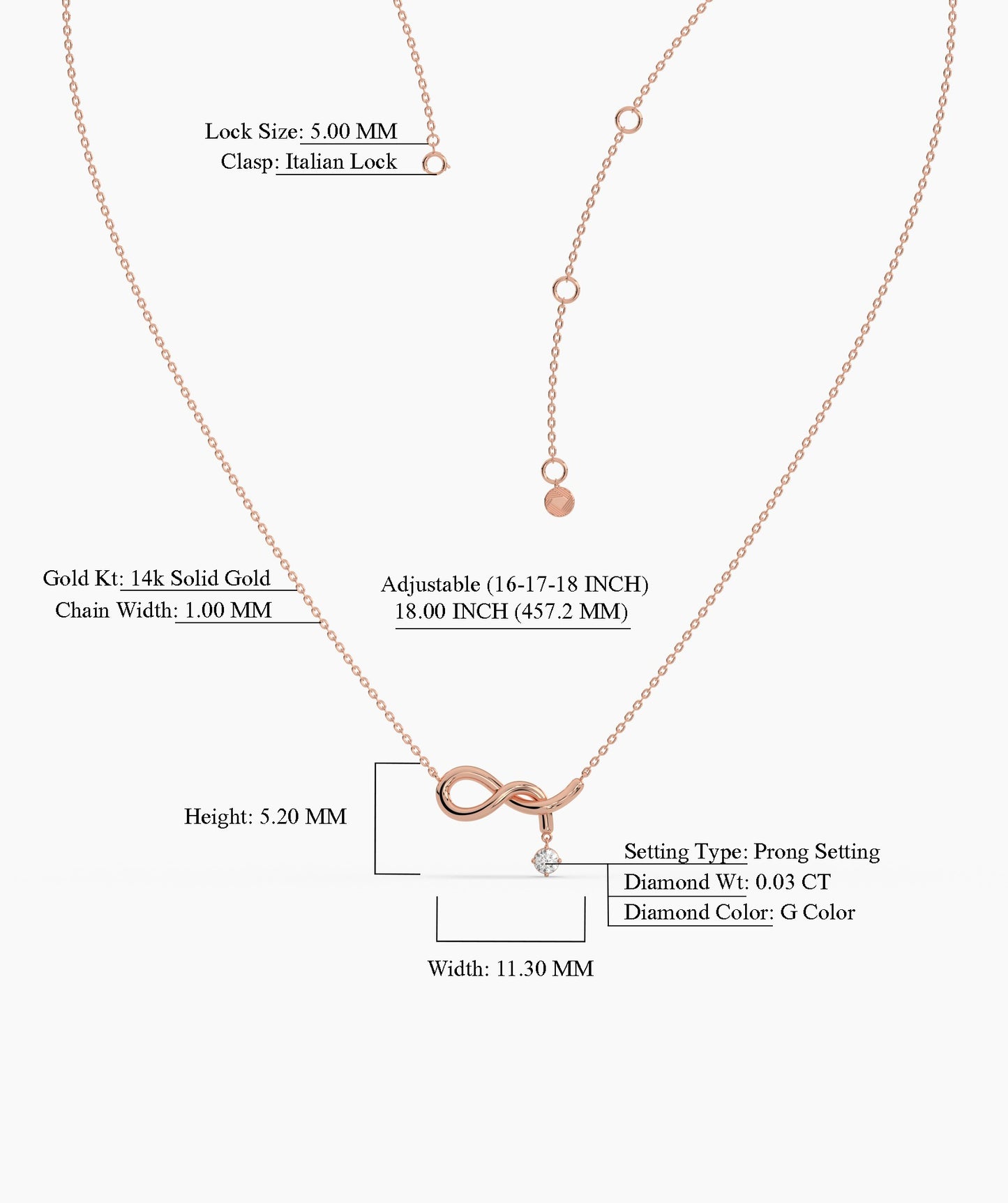 Infinity Symbol Diamond Drop Necklace