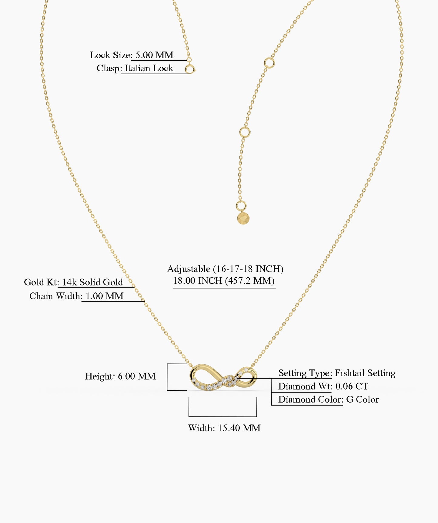 14K Gold Diamond Infinity Necklace