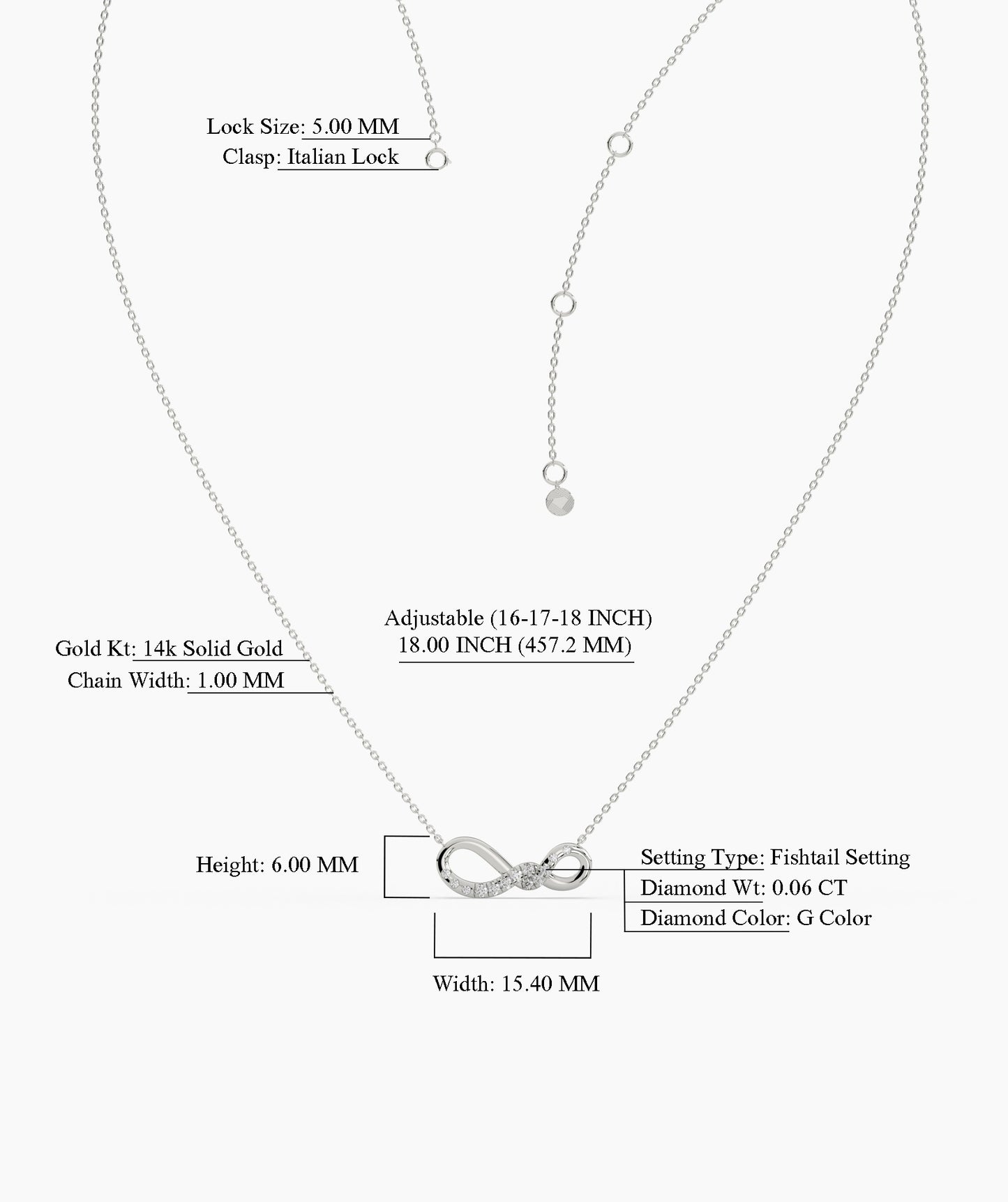 14K Gold Diamond Infinity Necklace