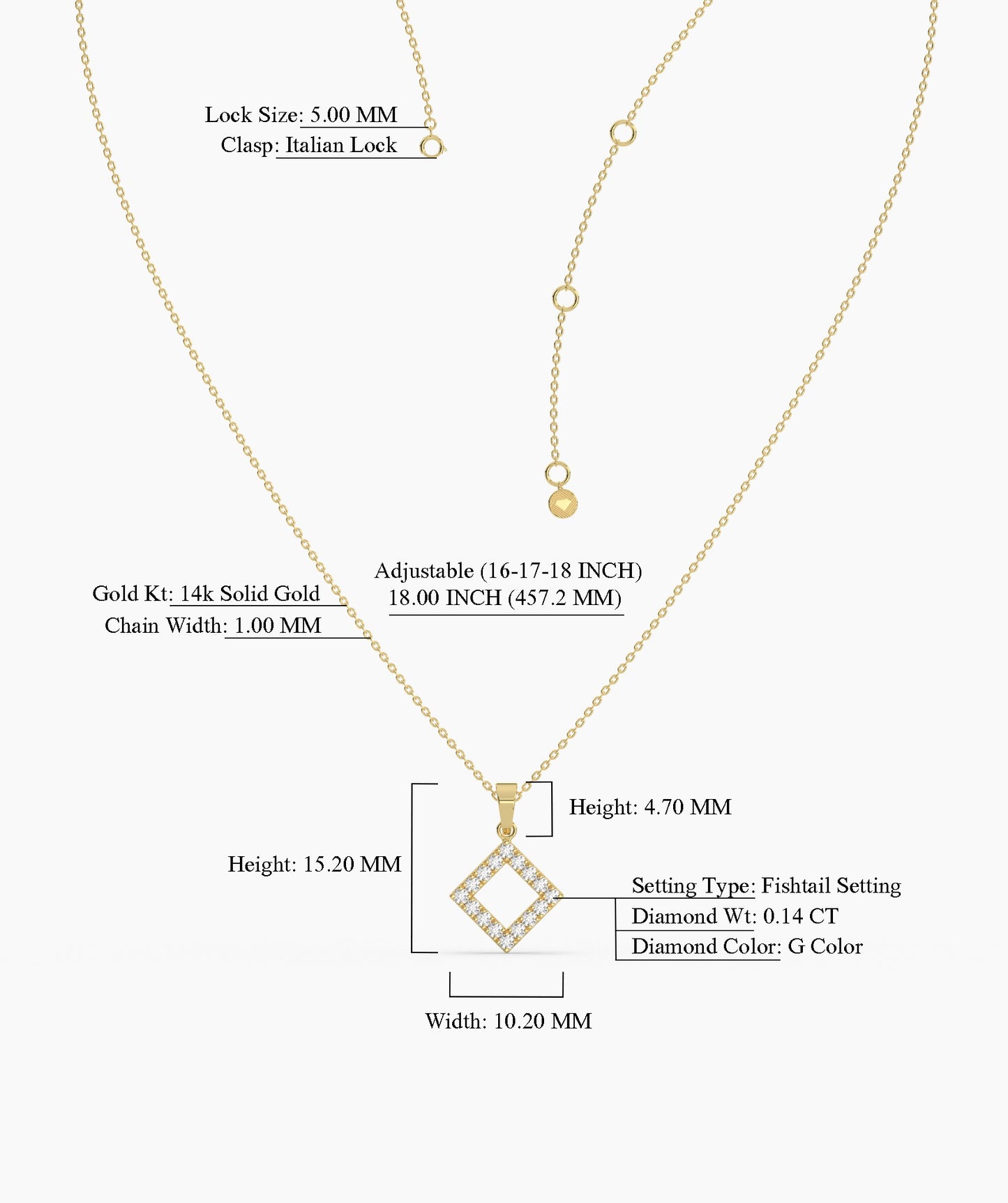 Diamond Open Square Pendant