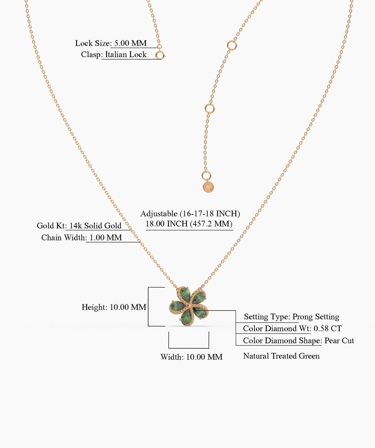 Green Gemstone Flower Pendant