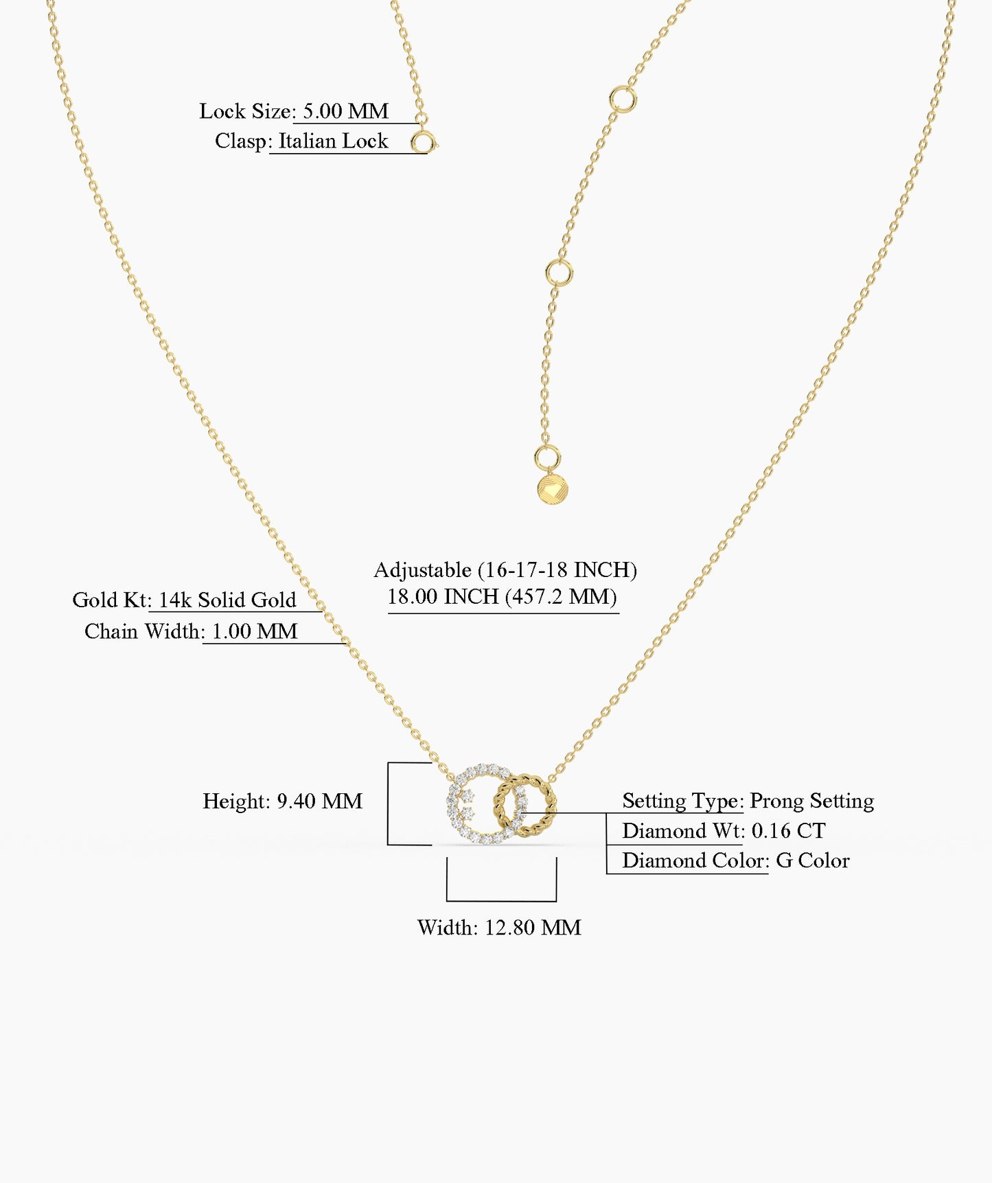 Dual Circle Pendant with Diamonds and Rope