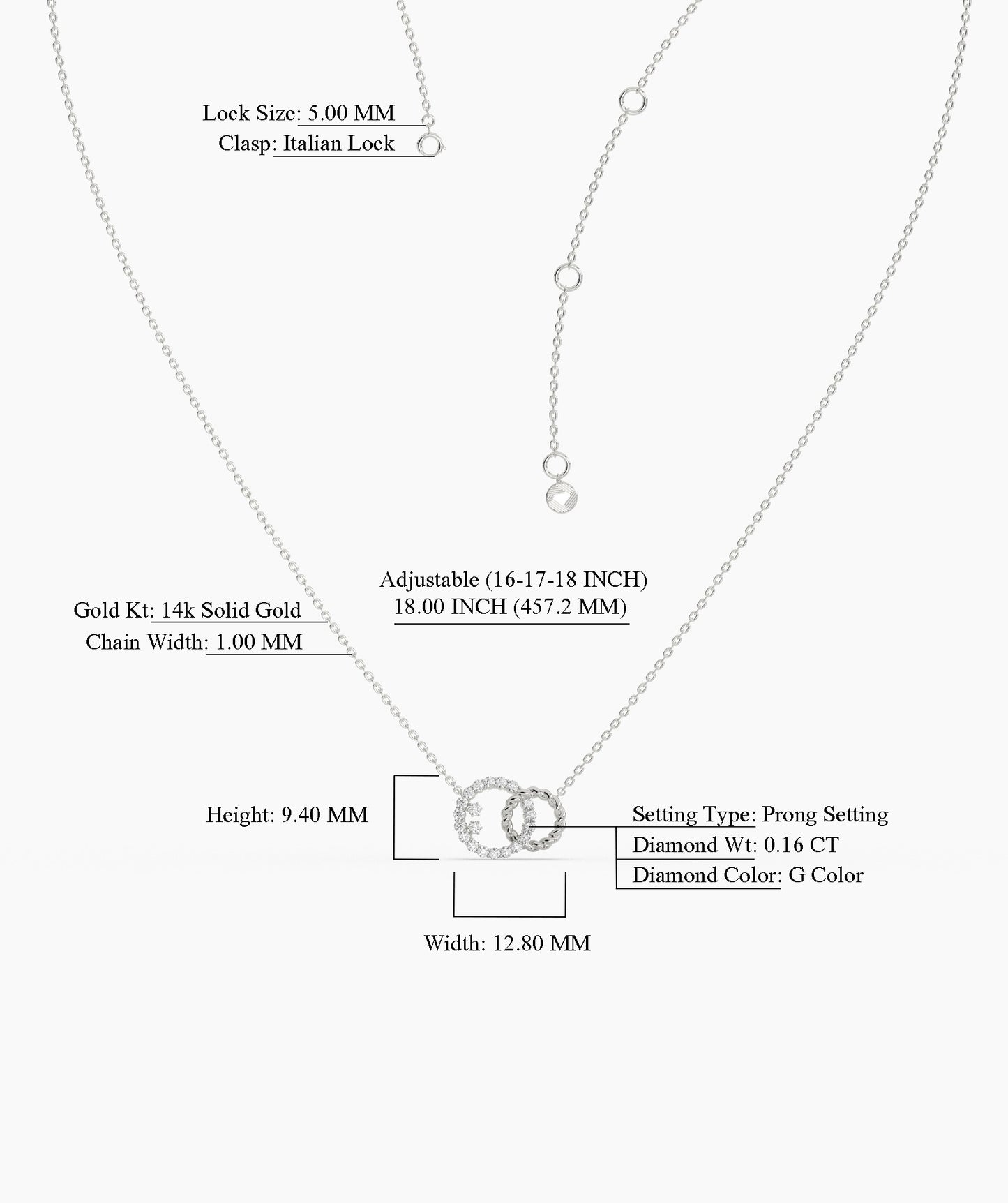 Dual Circle Pendant with Diamonds and Rope
