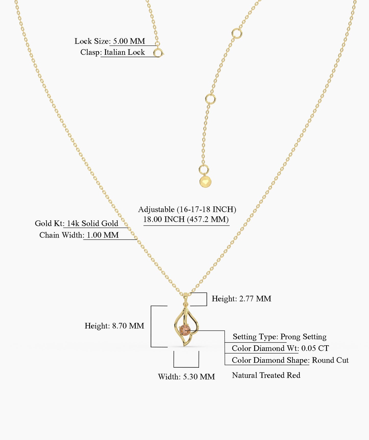 14K Gold Swirl Pendant Necklace