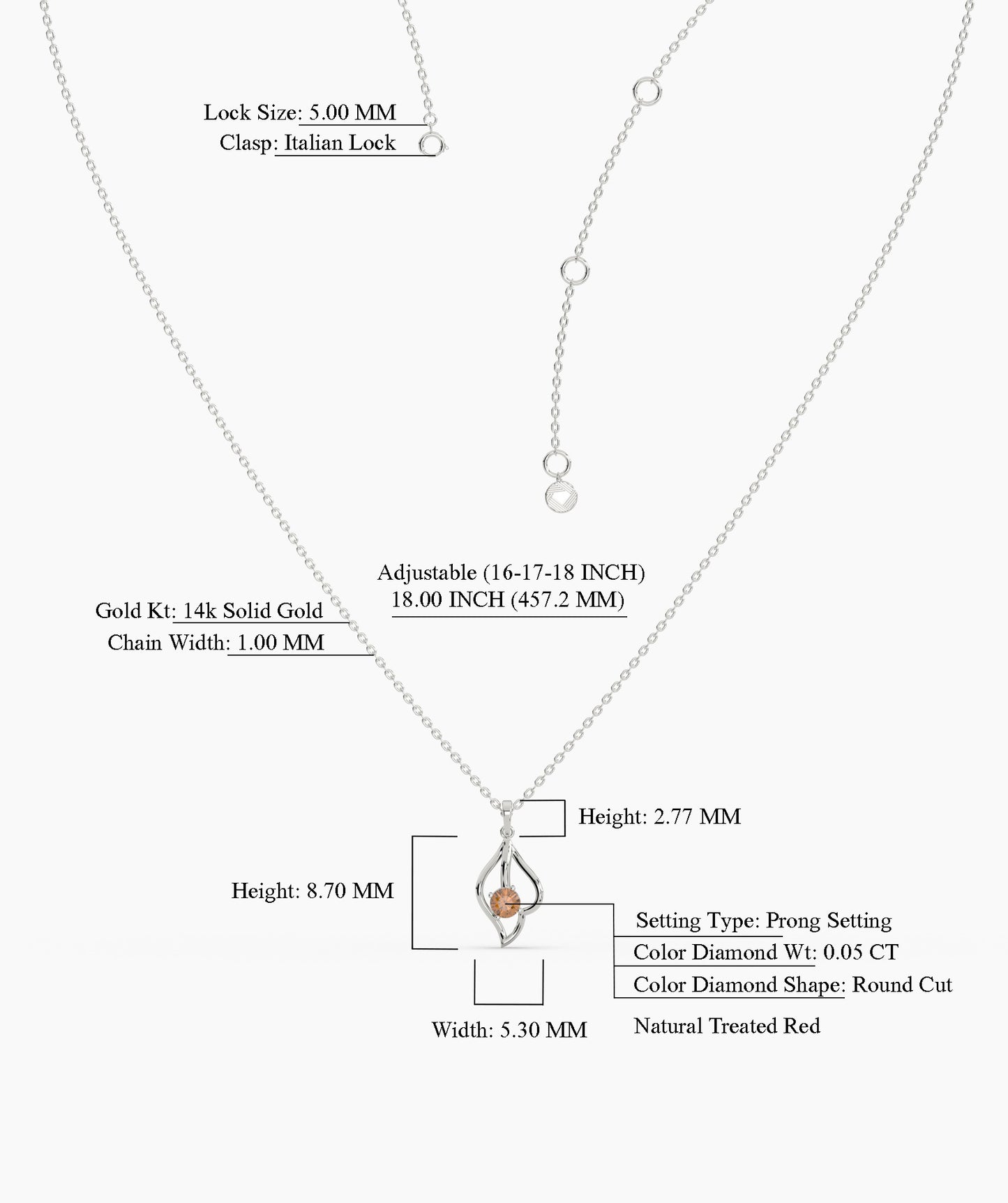 14K Gold Swirl Pendant Necklace