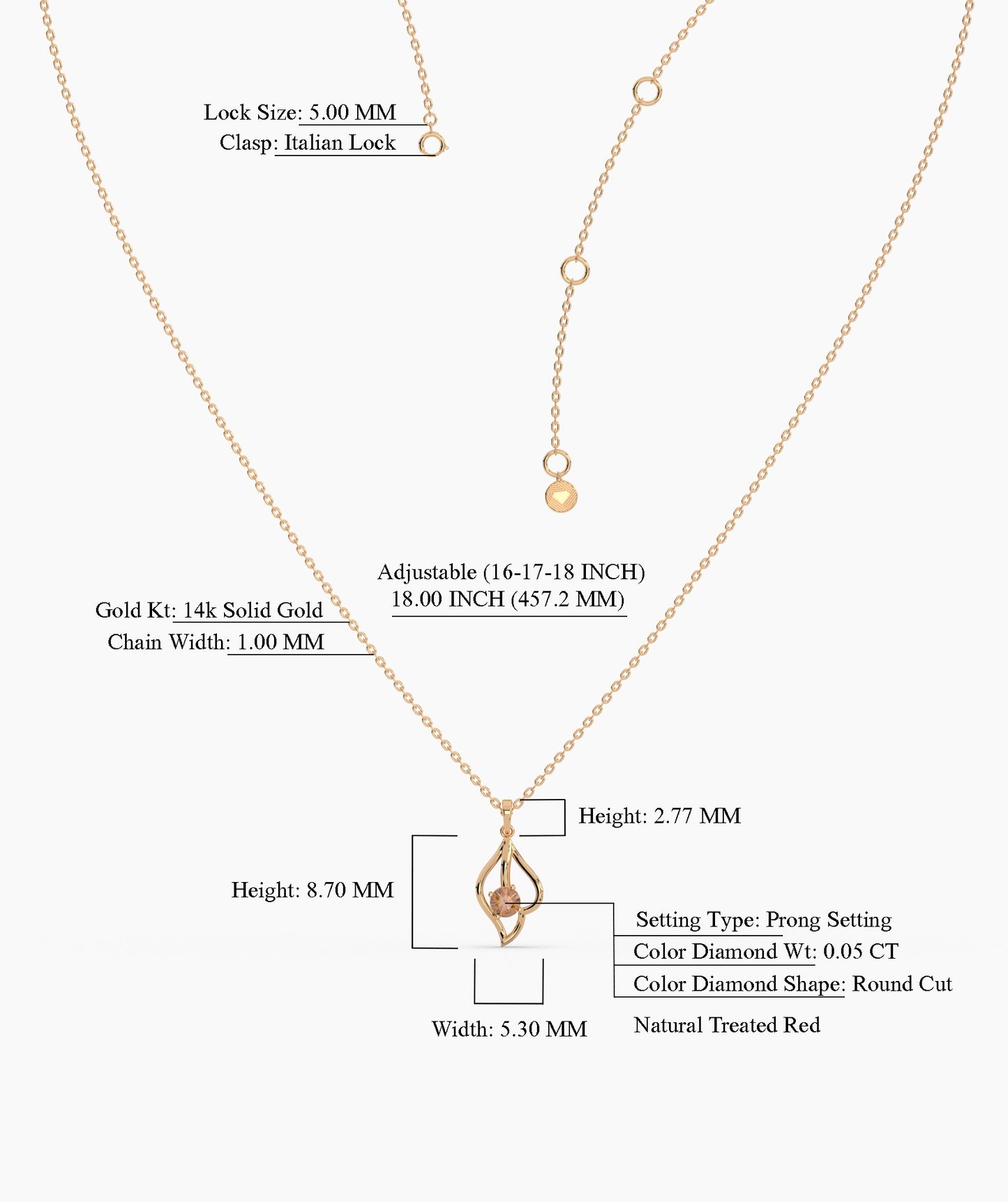 14K Gold Swirl Pendant Necklace