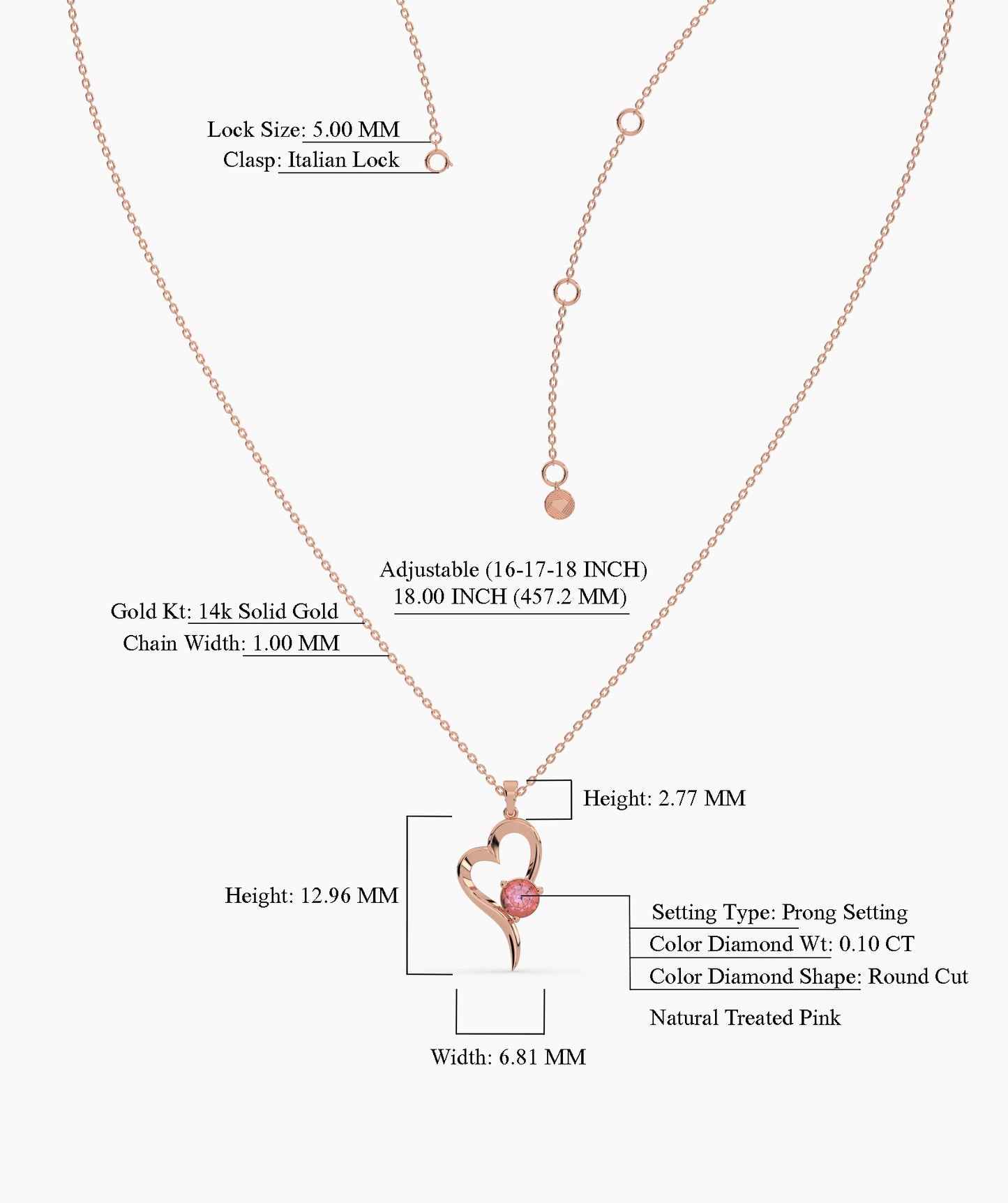 Heart Necklace with Pink Gem