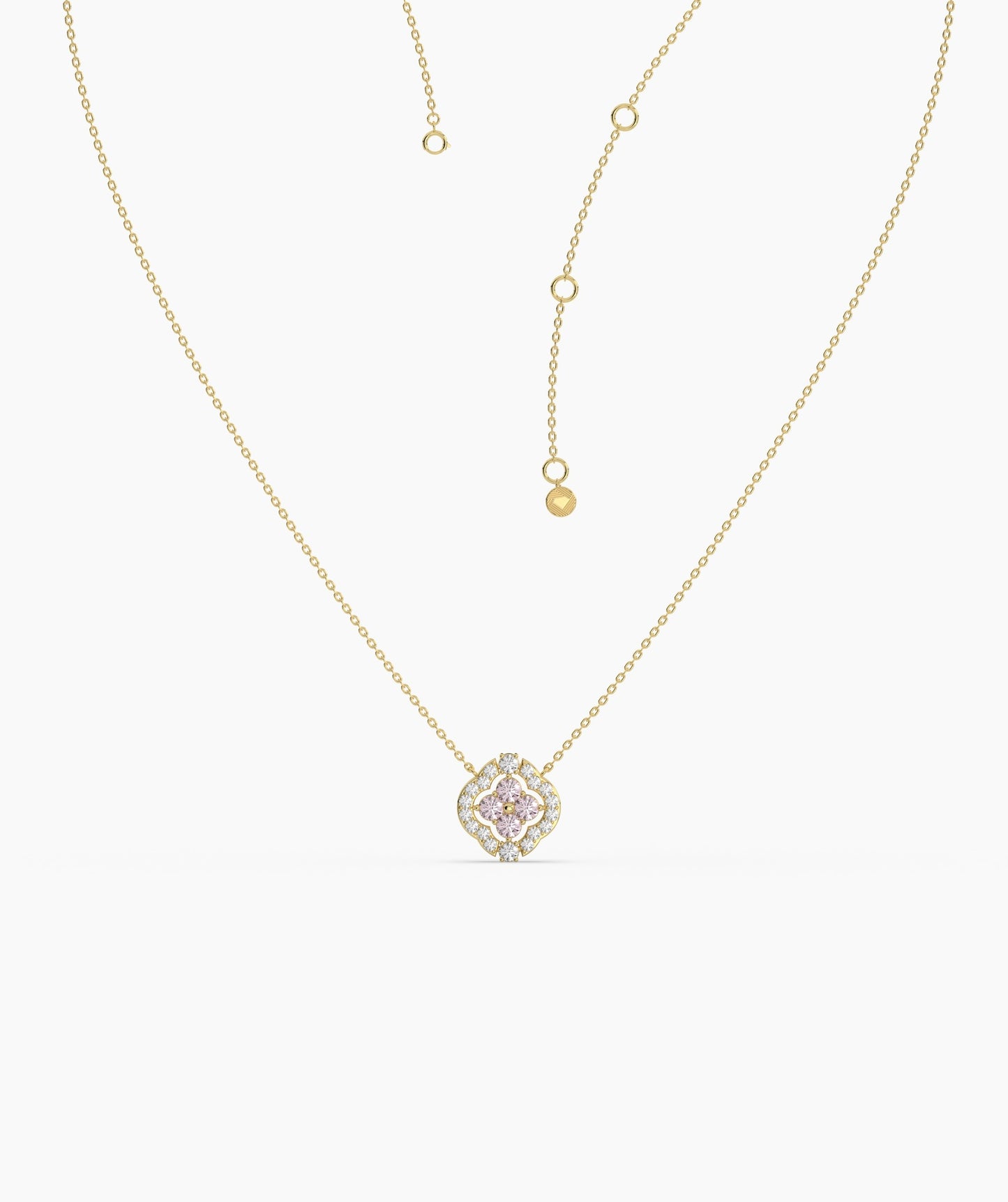 Pink Clover Bloom Gold Necklace