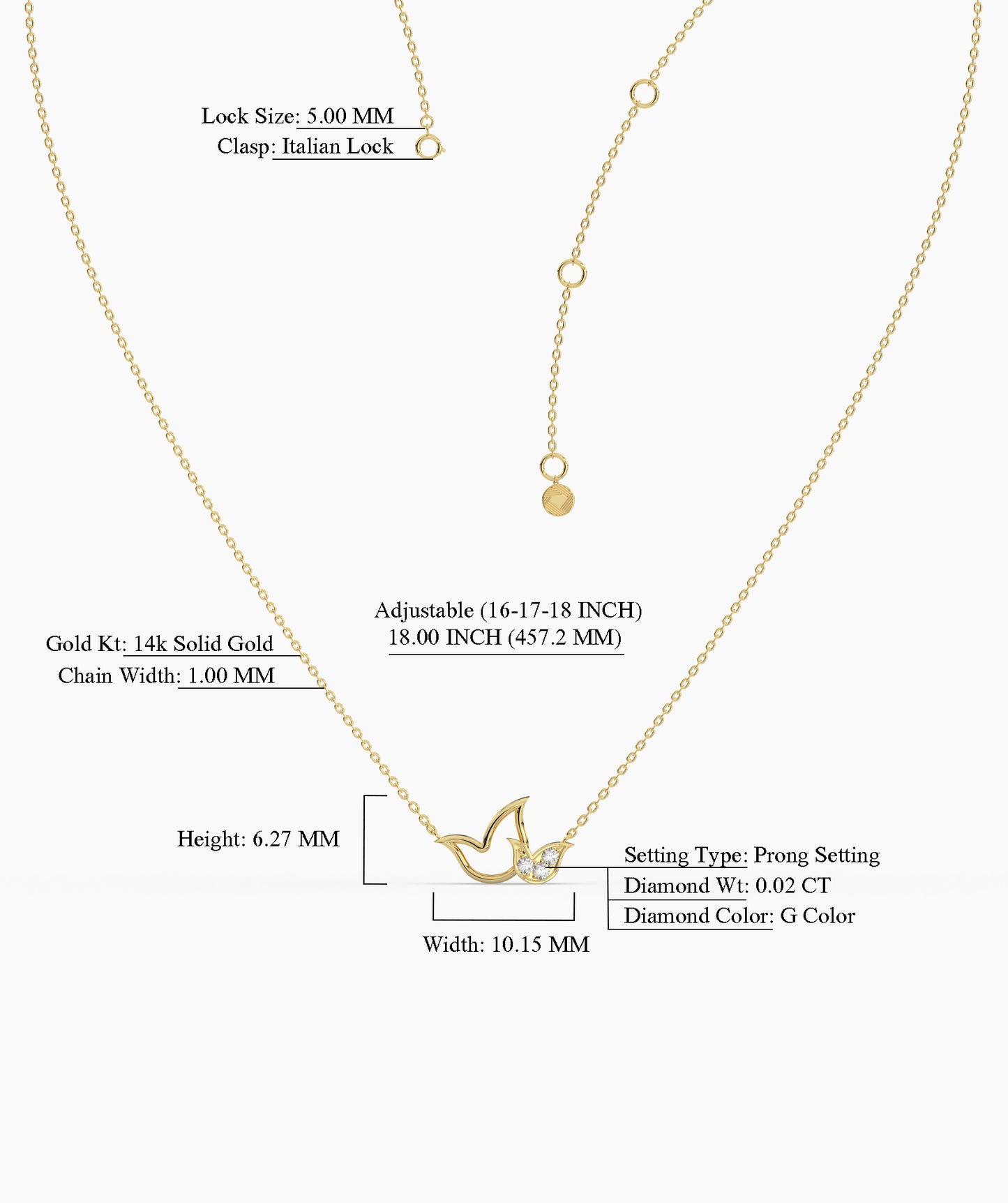 14K Gold Bird Necklace