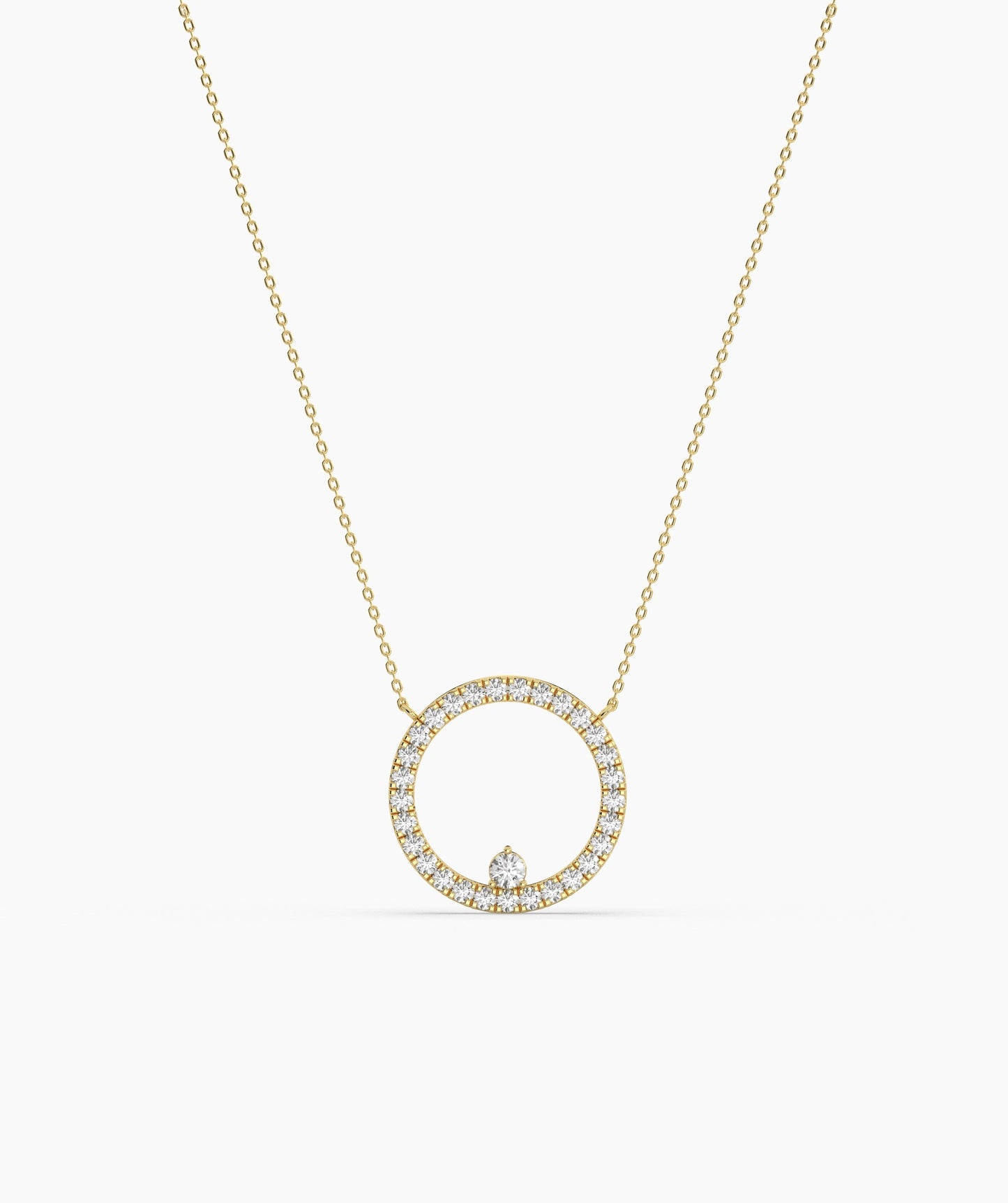 14K Gold Diamond Circle Necklace