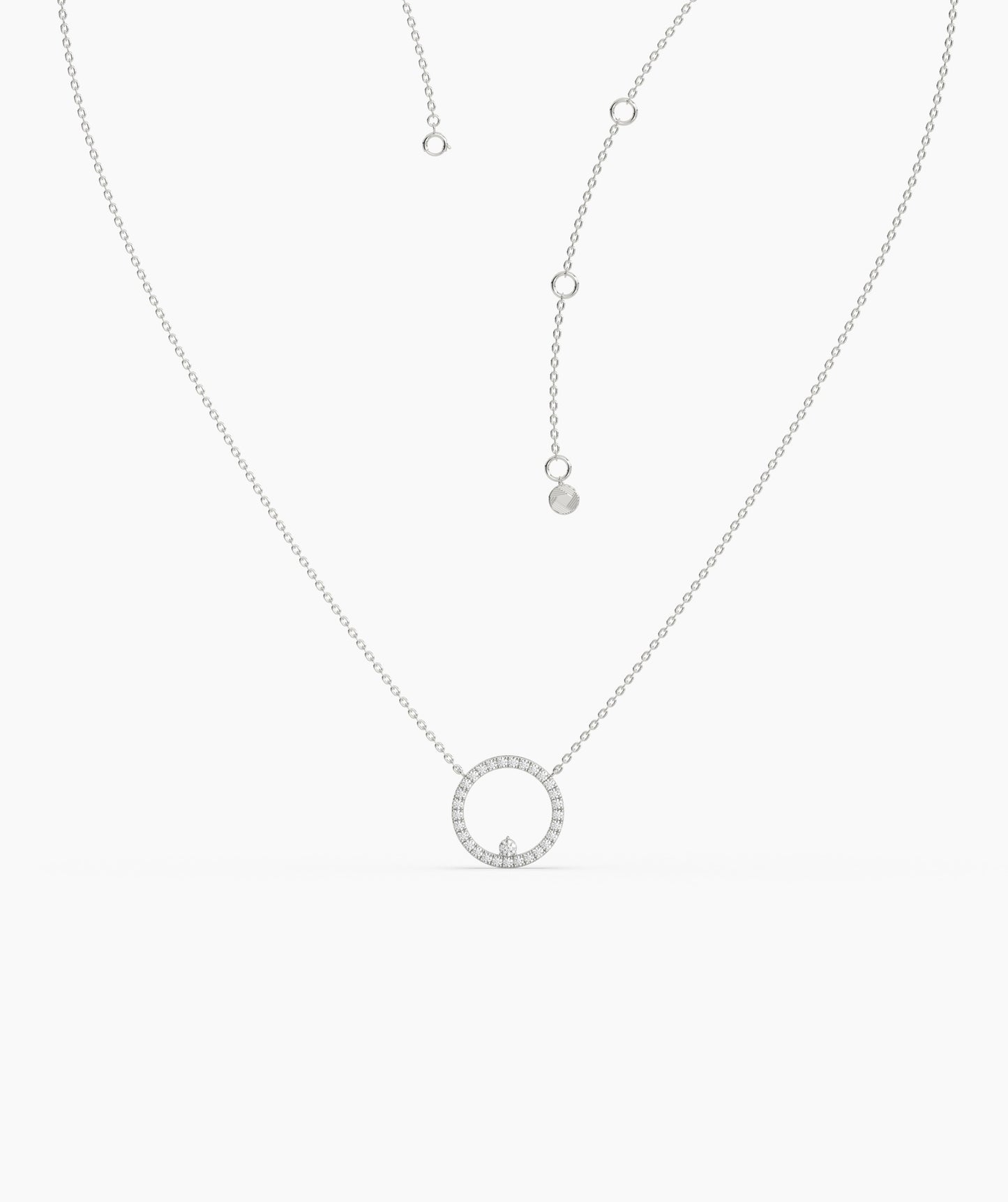 14K Gold Diamond Circle Necklace
