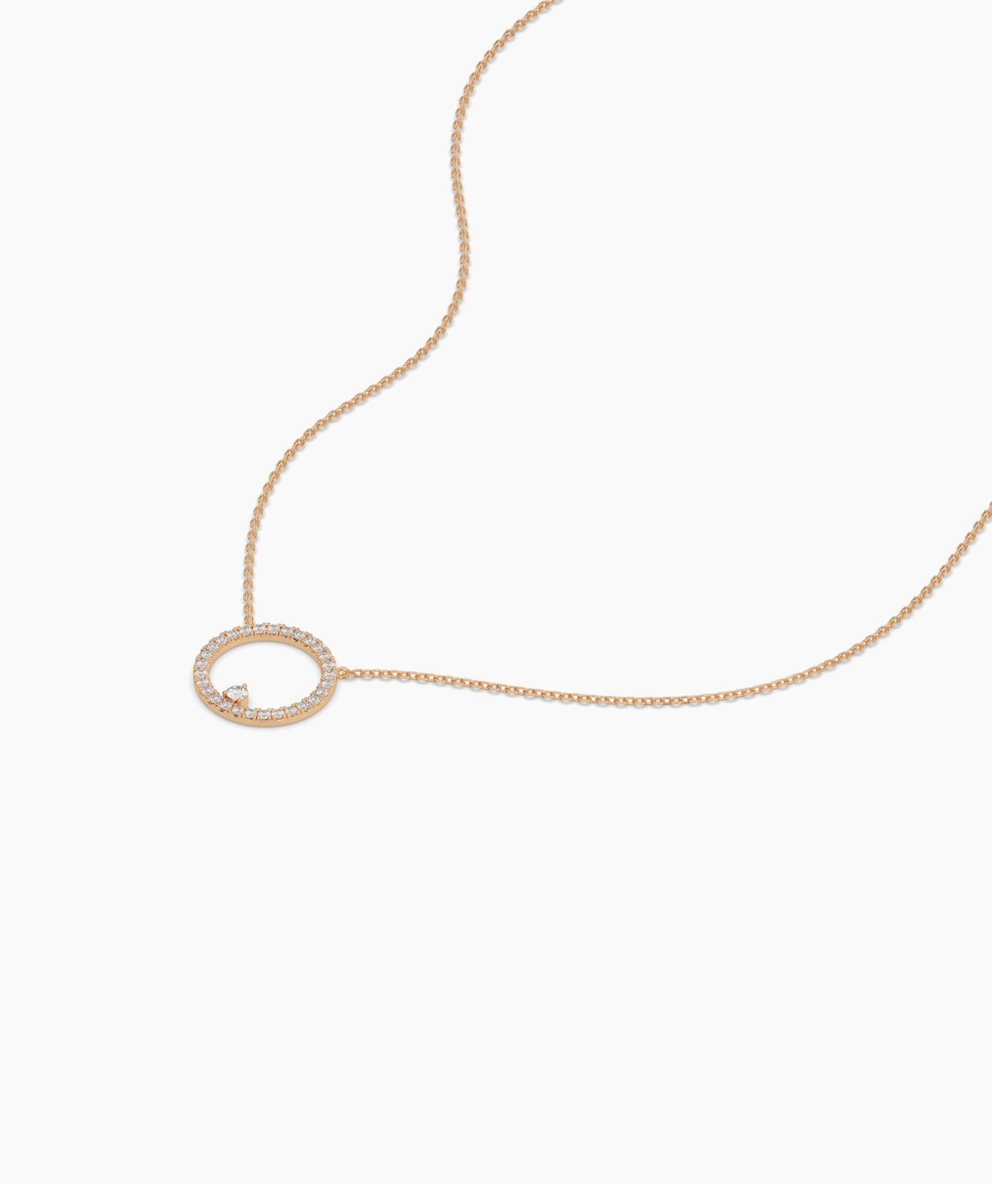 14K Gold Diamond Circle Necklace