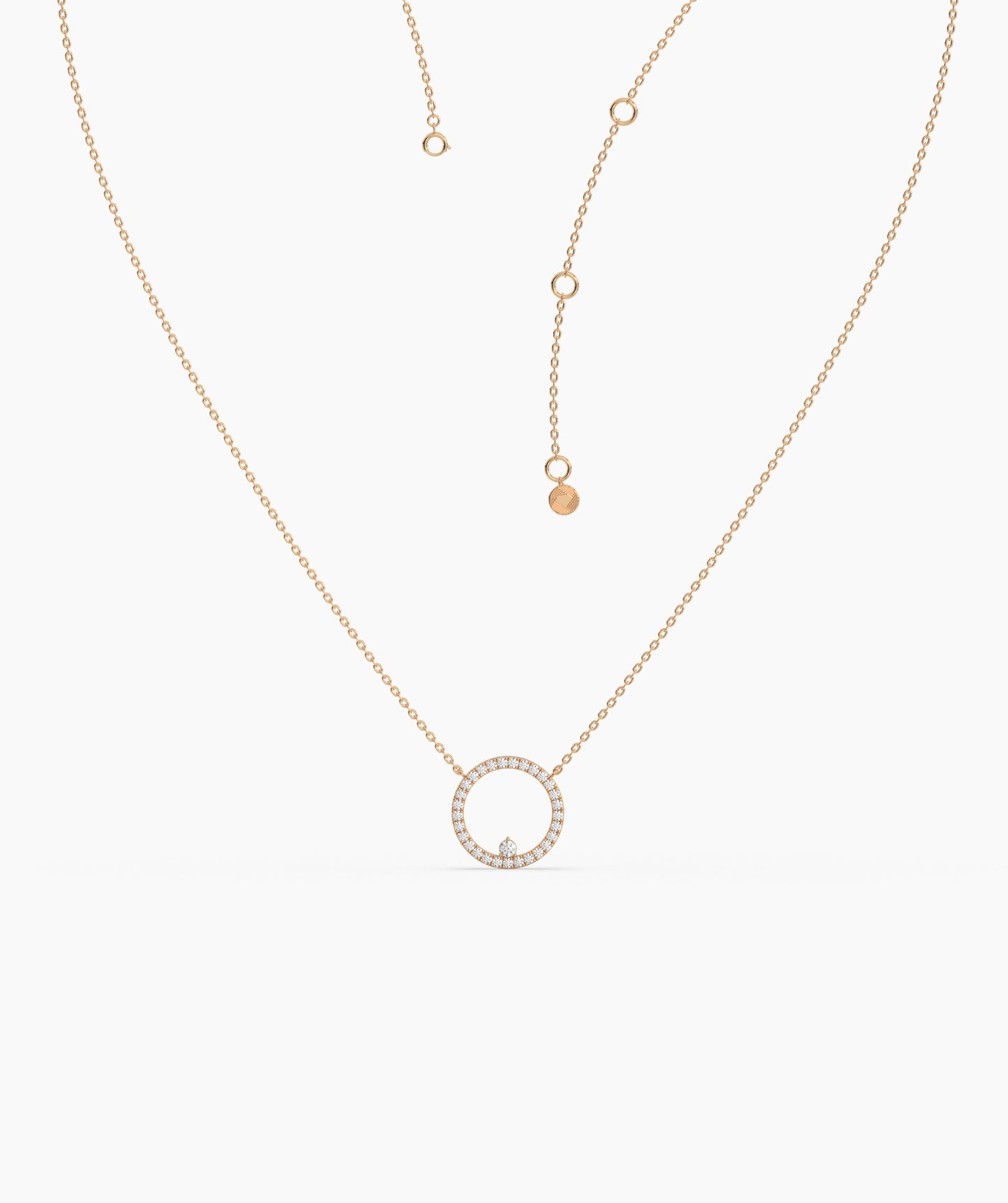 14K Gold Diamond Circle Necklace
