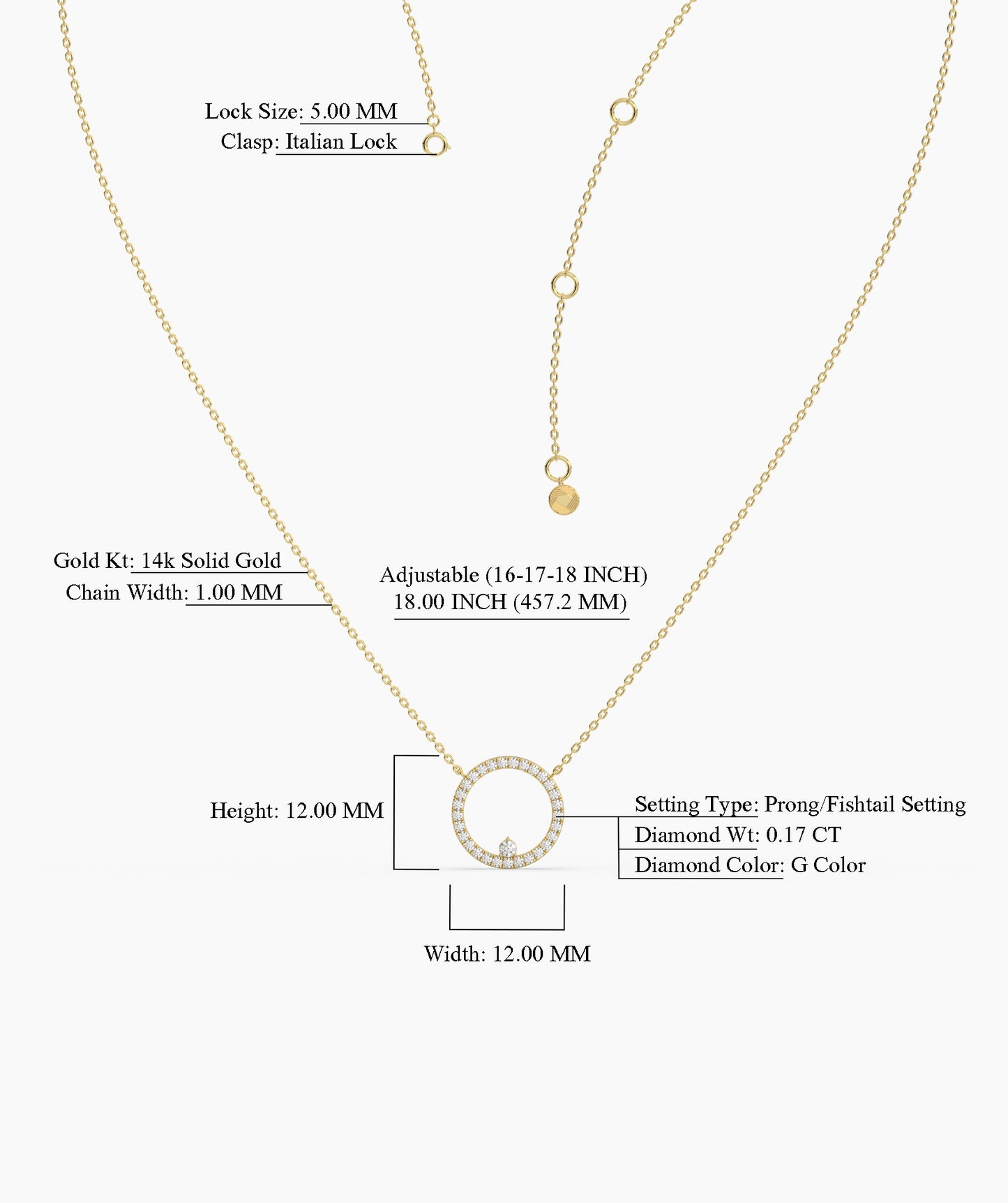 14K Gold Diamond Circle Necklace